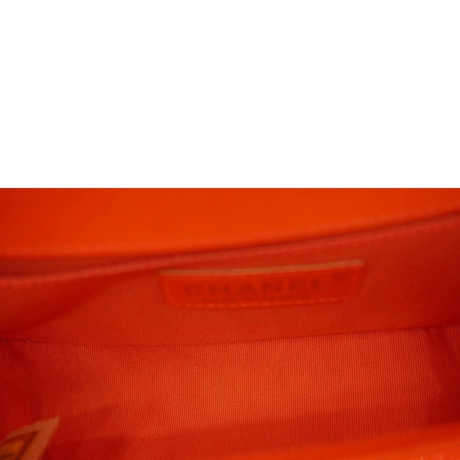 CHANEL Boy Flap Small Quilted Patent Leather Shoulder Bag Orange - Image 13