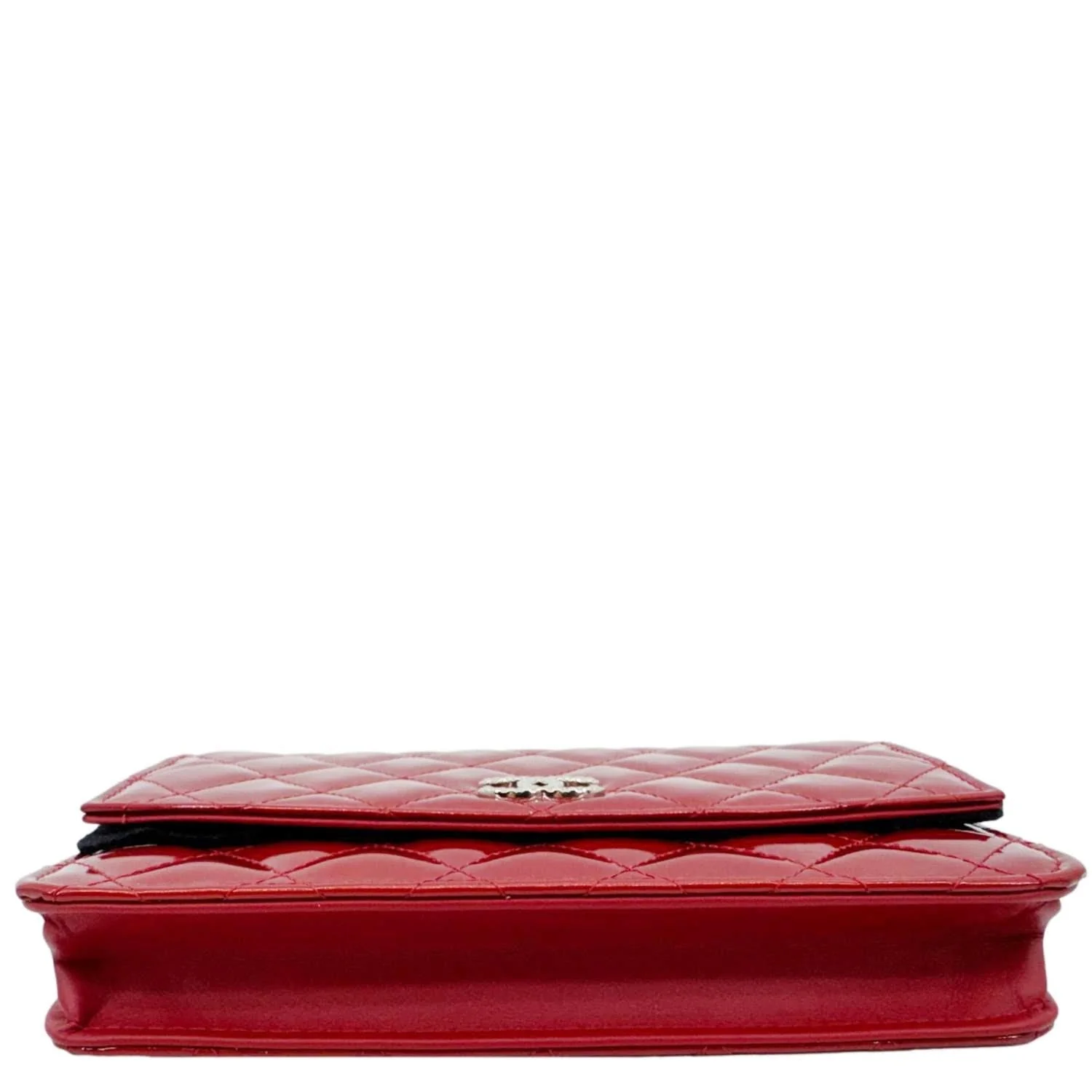 CHANEL Brilliant WOC Quilted Patent Leather Crossbody Bag Red - Image 9