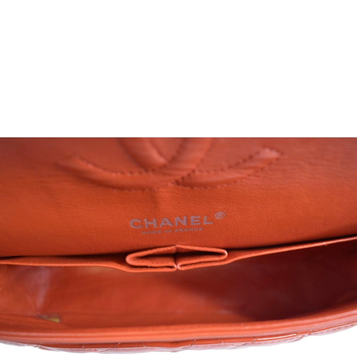 CHANEL Jumbo Flap Quilted Patent Leather Shoulder Bag Red - Image 13