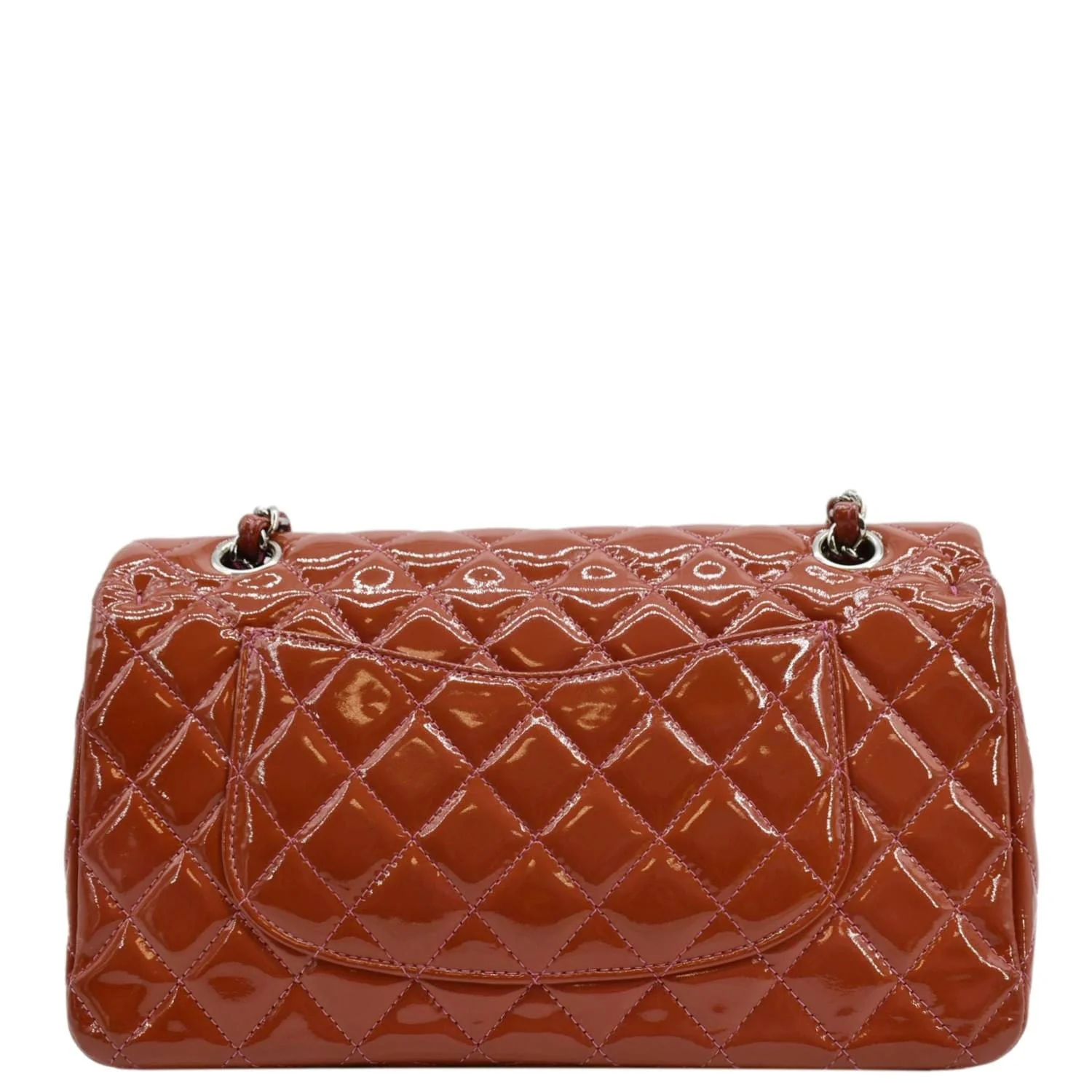 CHANEL Classic Medium Double Flap Patent Leather Shoulder Bag Red - Image 2