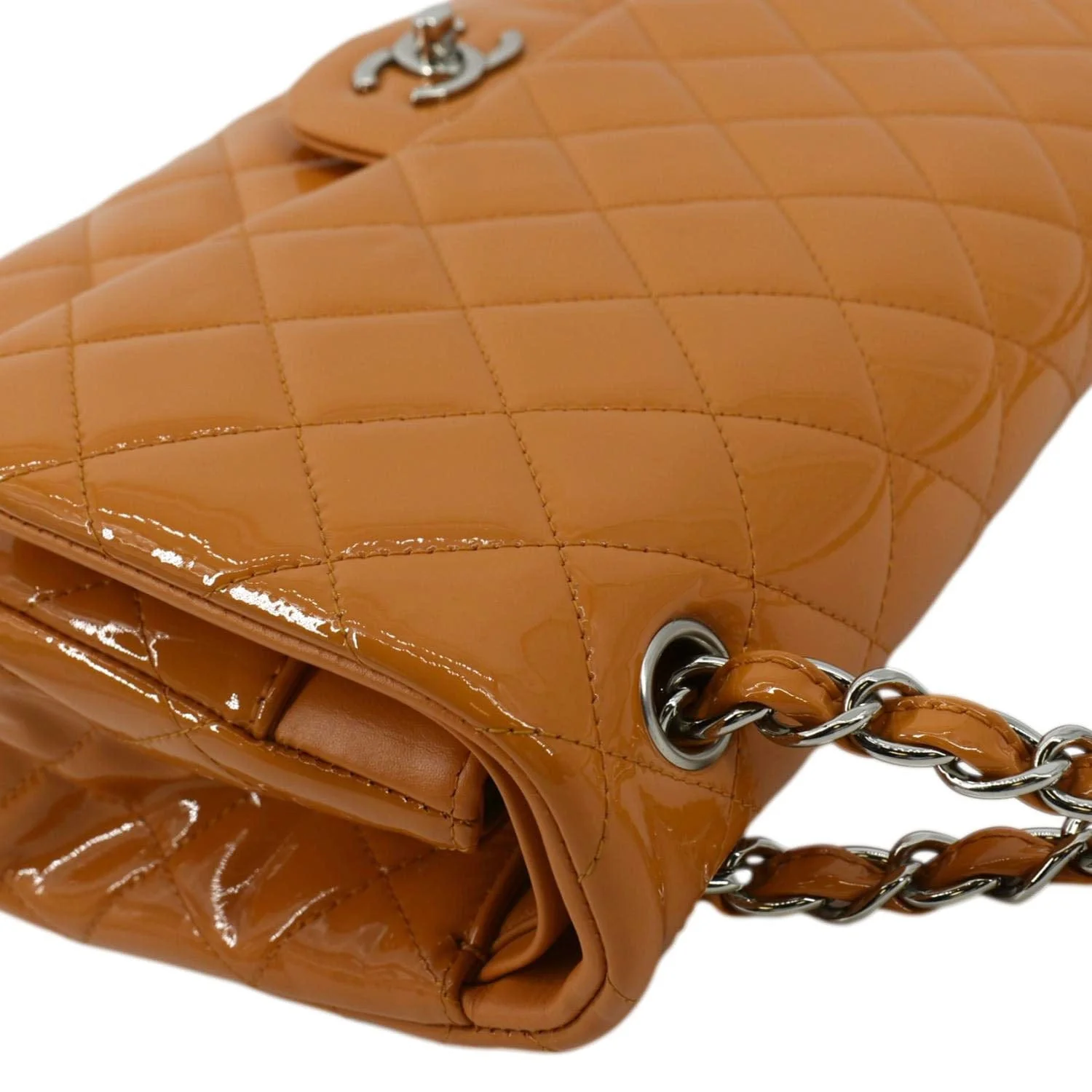 CHANEL Classic Jumbo Double Flap Quilted Leather Shoulder Bag Orange - Image 5