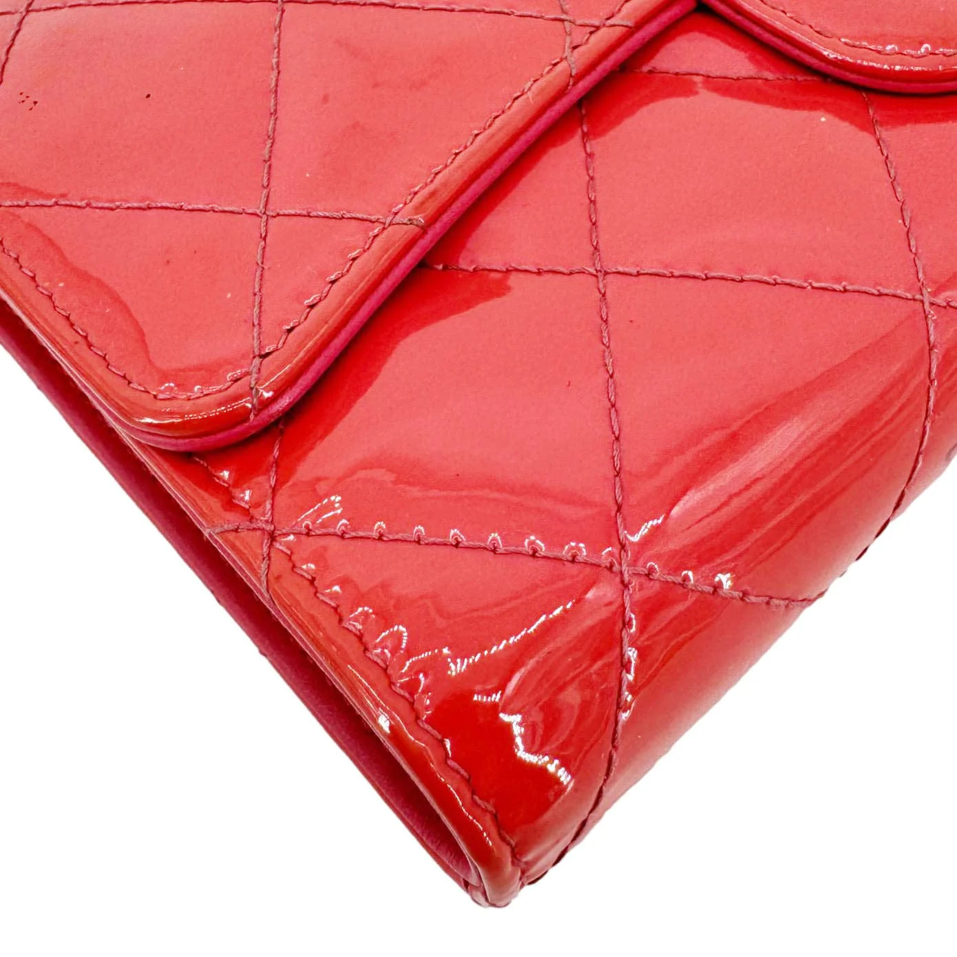 CHANEL Quilted Patent Leather Long Wallet Pink - Image 5