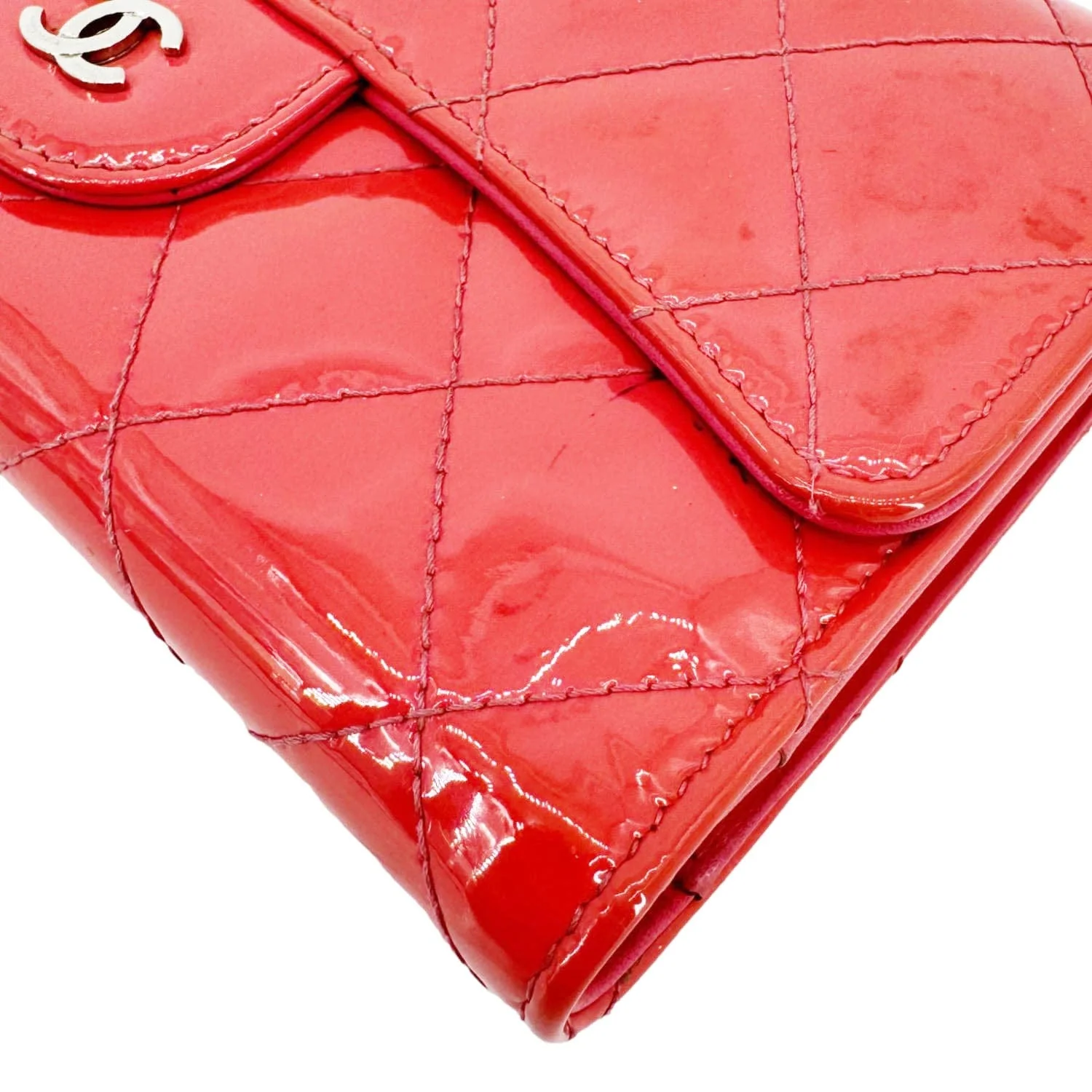 CHANEL Quilted Patent Leather Long Wallet Pink - Image 6