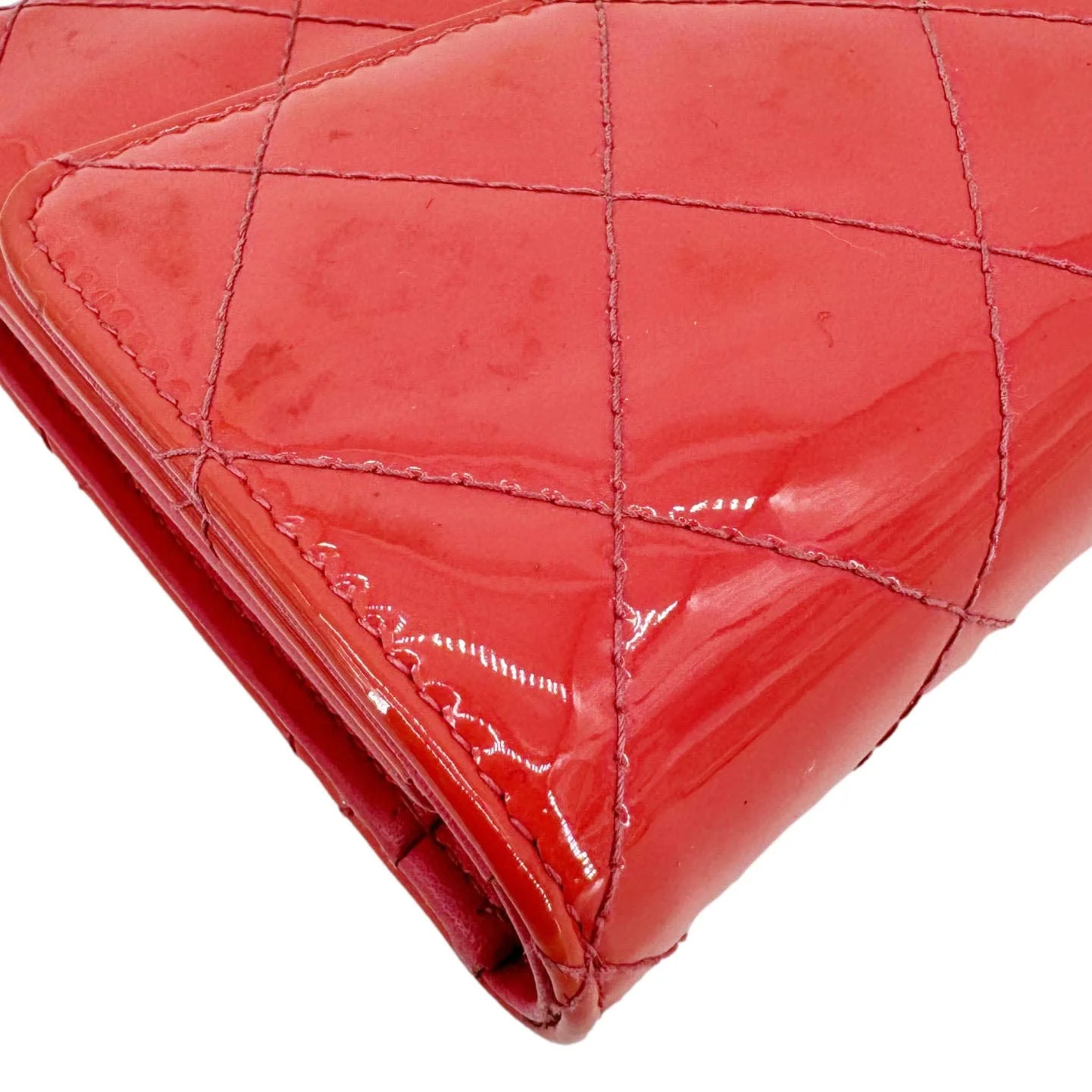 CHANEL Quilted Patent Leather Long Wallet Pink - Image 7