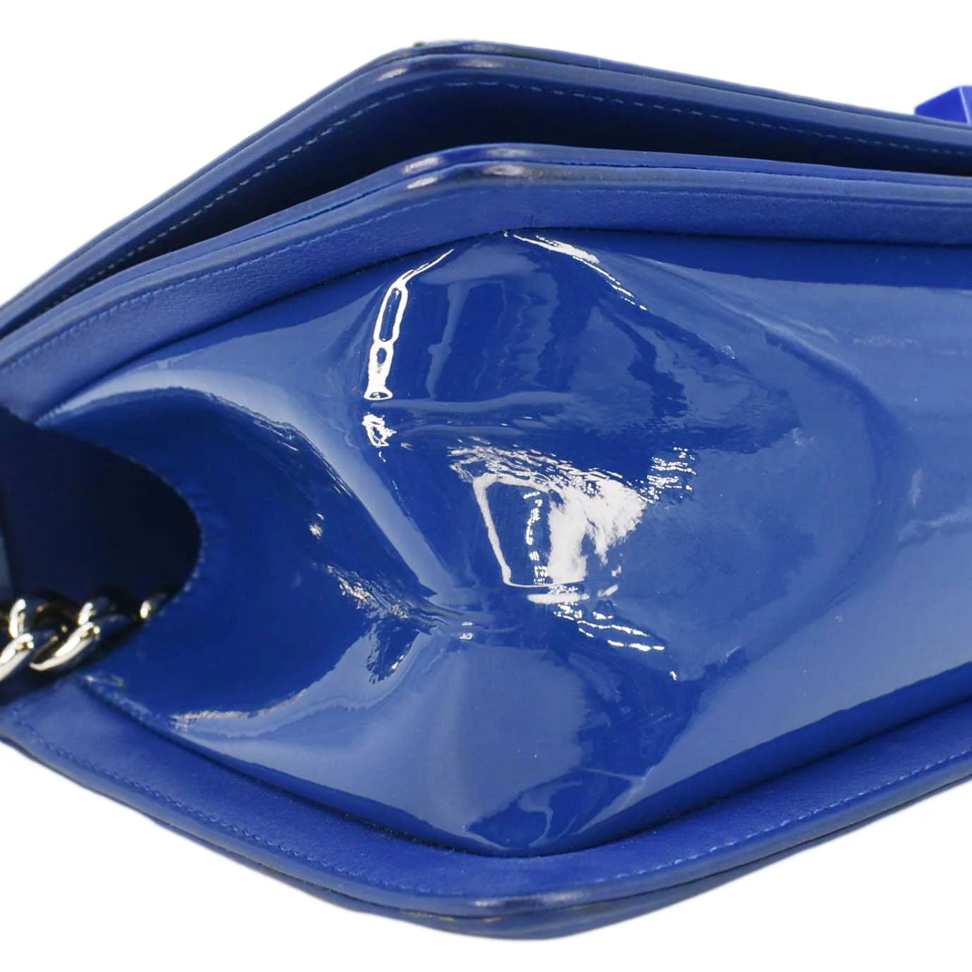 CHANEL Boy Flap Medium Plexiglass Patent Leather Crossbody Bag Blue - Image 9
