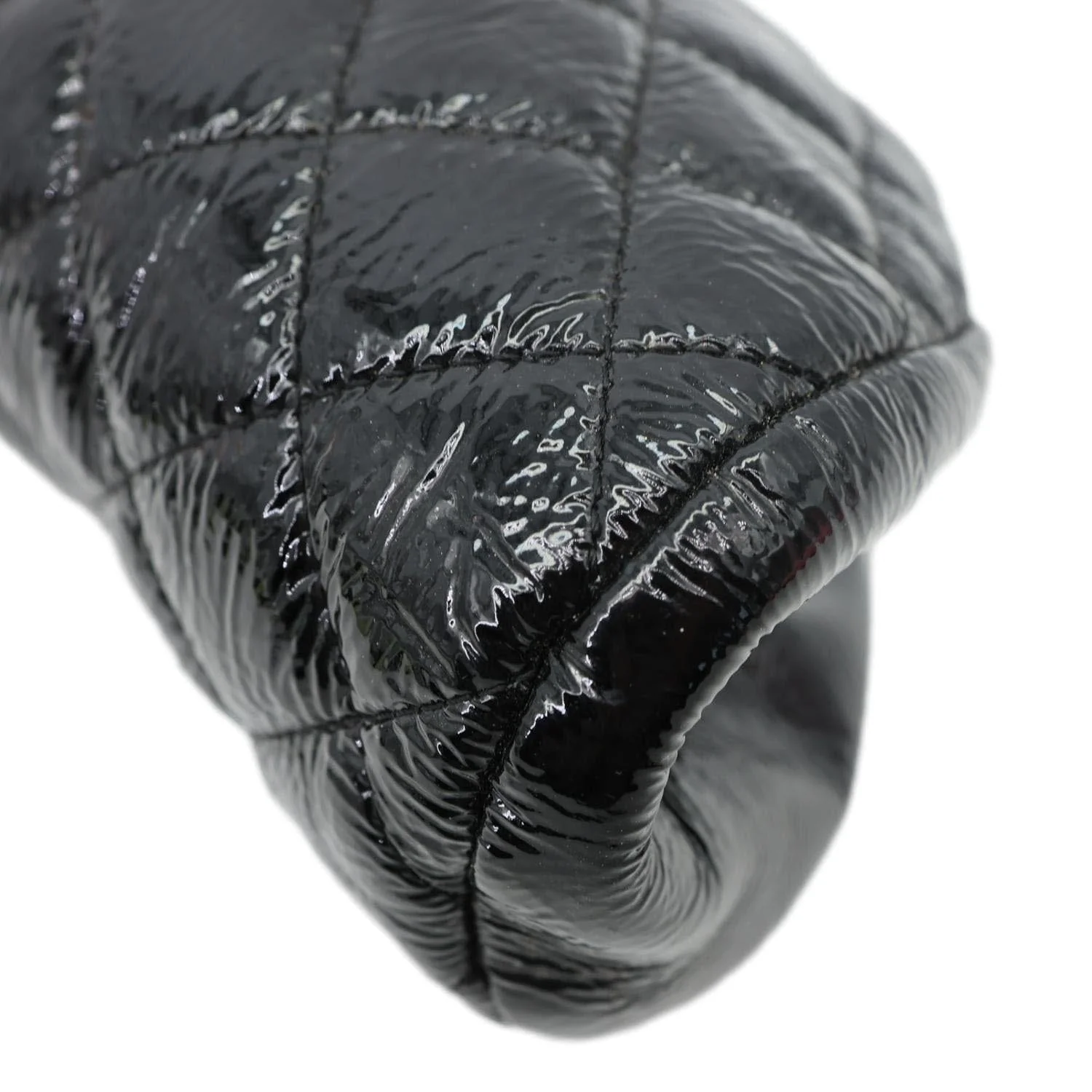 CHANEL Timeless CC Logo Patent Quilted Leather Clutch Black - Image 9