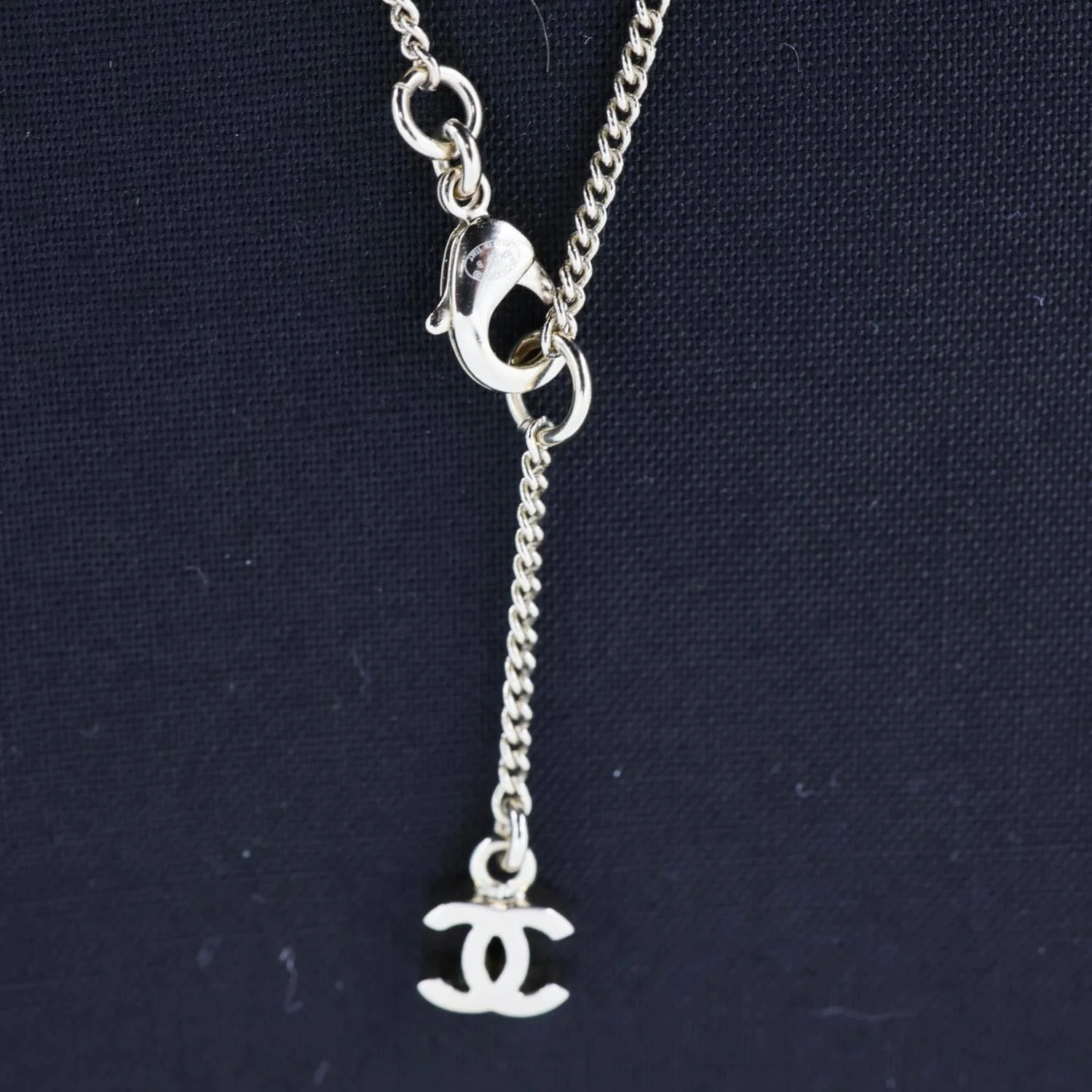 CHANEL Pave Crystal CC Logo Metal Necklace Gold - Image 8