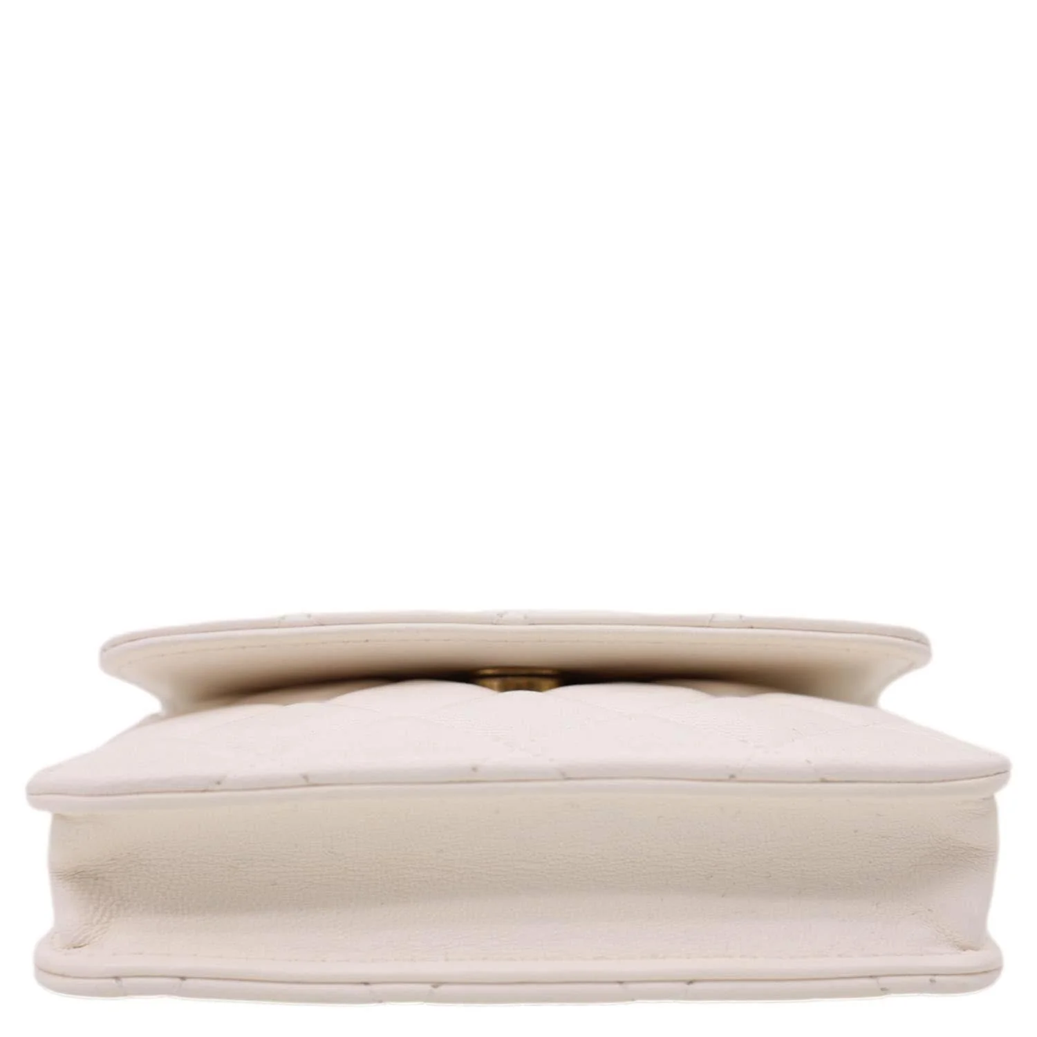 CHANEL Pearl Crush Flap Quilted Lambskin Leather Clutch With Chain White - Image 11