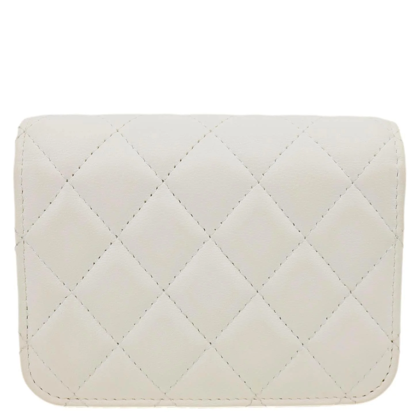 CHANEL Pearl Crush Flap Quilted Lambskin Leather Clutch With Chain White - Image 5