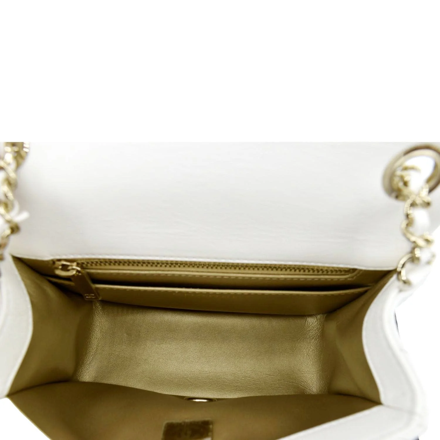 CHANEL Pearl Crush Mini Square Flap Leather Crossbody Bag White - Image 10