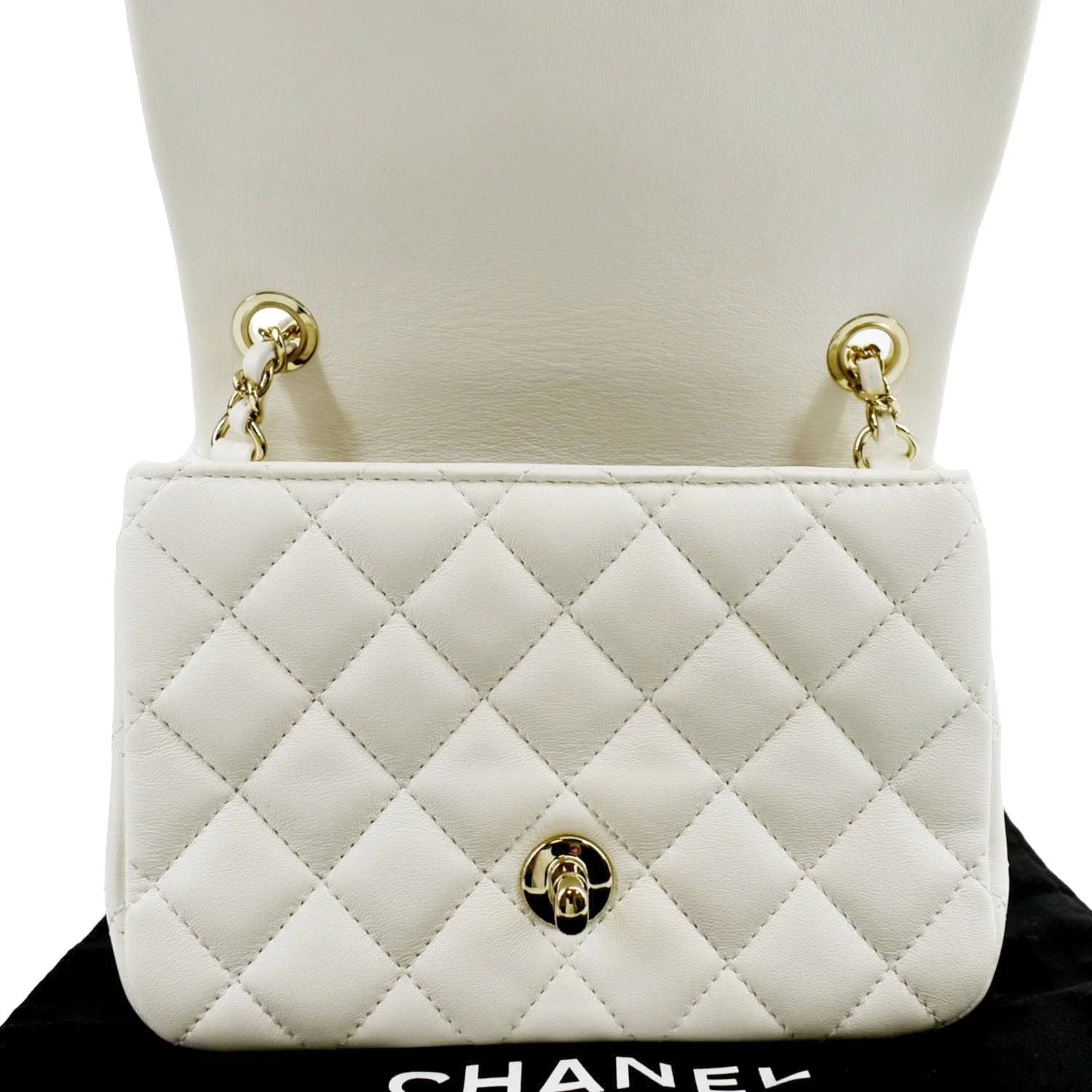 CHANEL Pearl Crush Mini Square Flap Leather Crossbody Bag White - Image 11