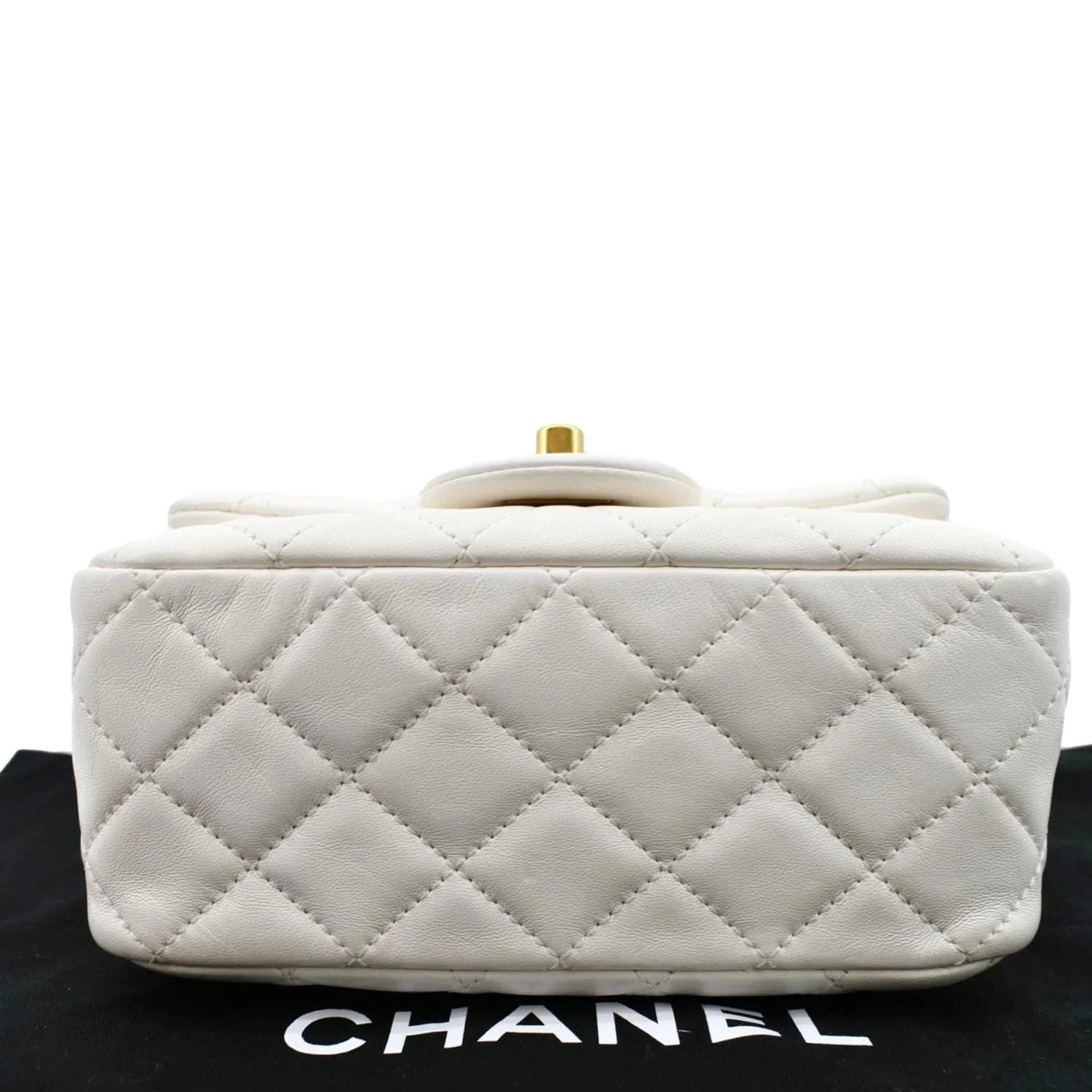 CHANEL Pearl Crush Mini Square Flap Leather Crossbody Bag White - Image 8
