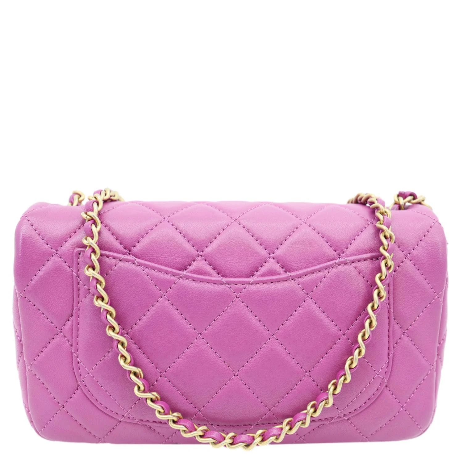 CHANEL Pearl Crush Mini Rectangular Flap Quilted Leather Crossbody Bag Magenta - Image 4