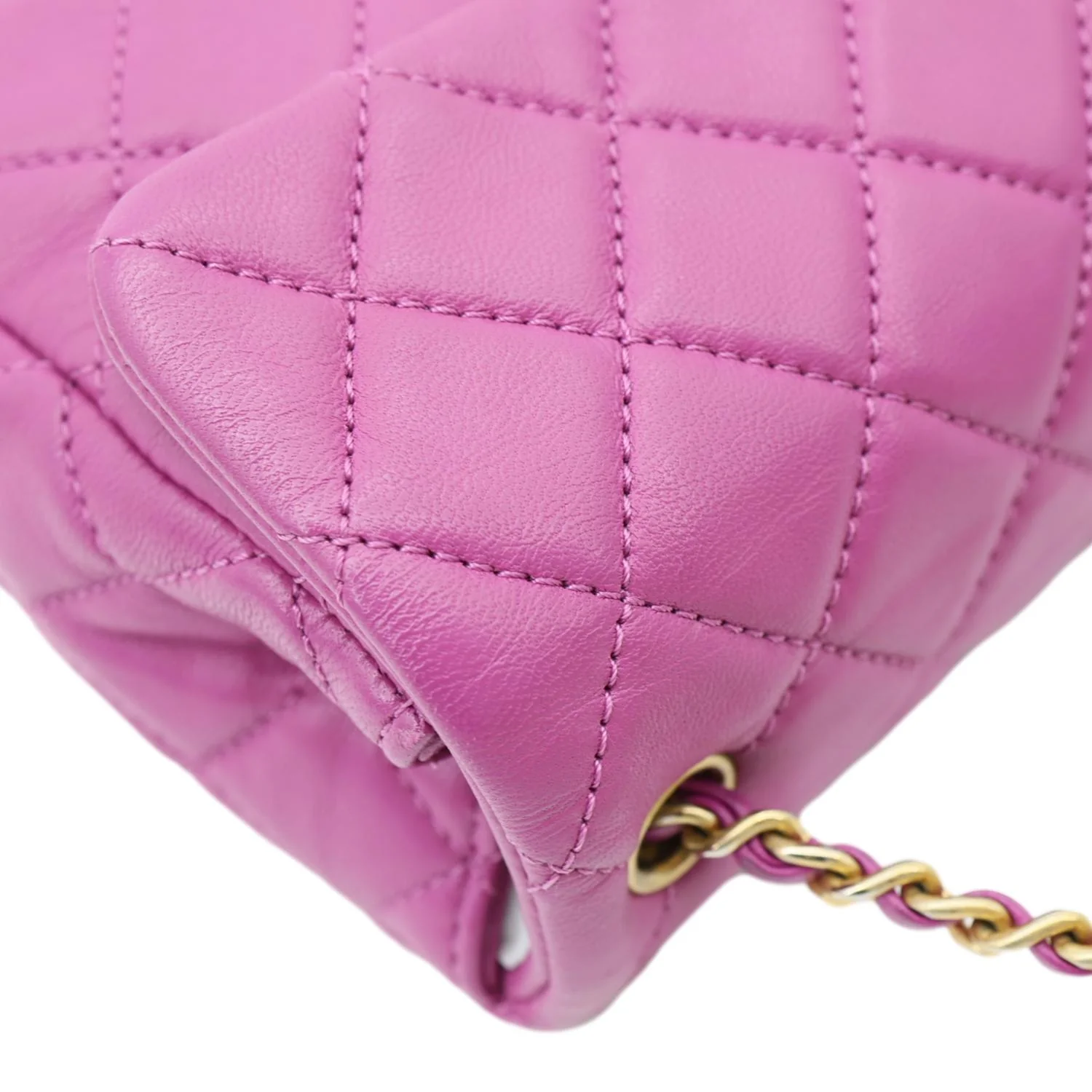 CHANEL Pearl Crush Mini Rectangular Flap Quilted Leather Crossbody Bag Magenta - Image 6