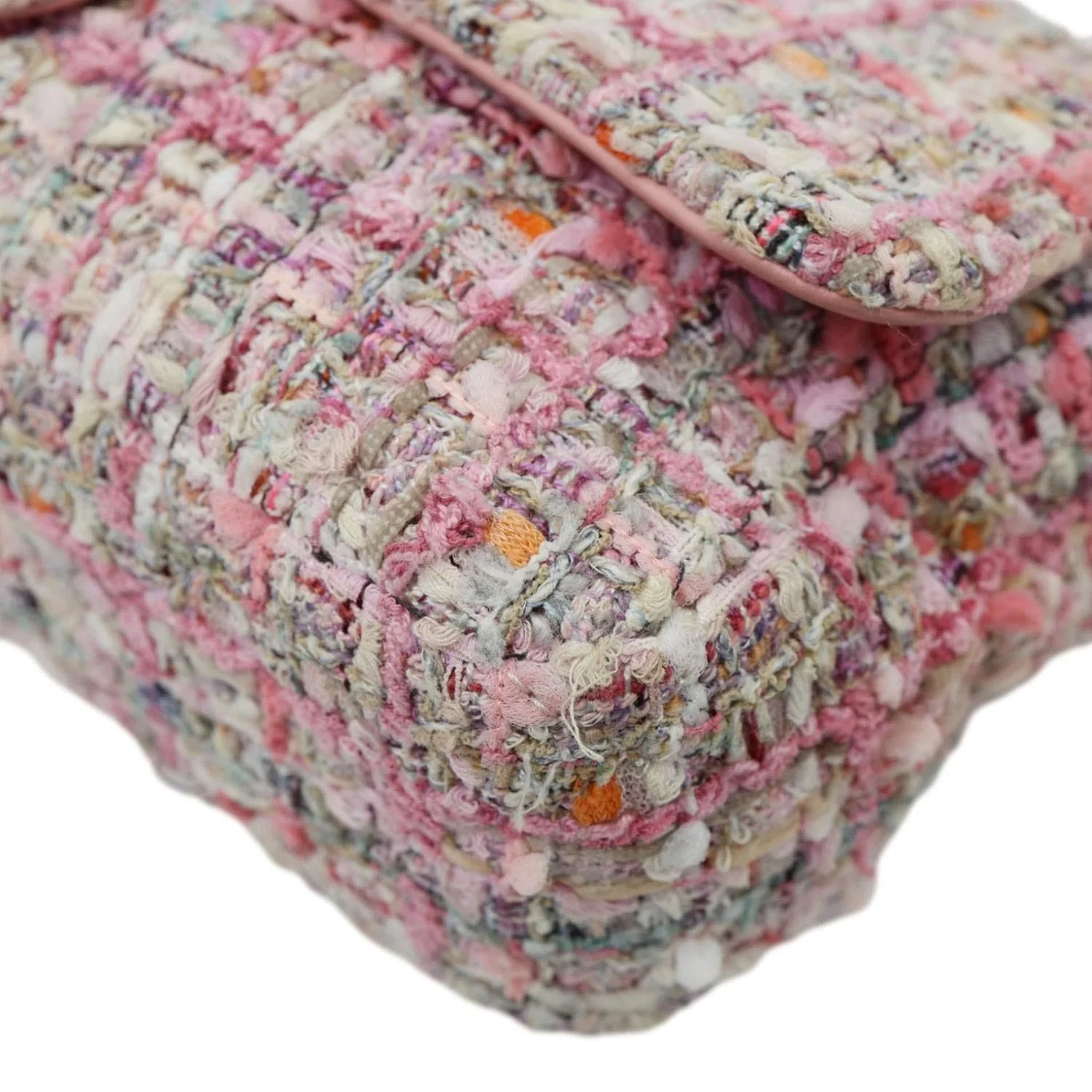 CHANEL Pearl Flap Mini Tweed Top Handle Shoulder Bag Pink - Image 9