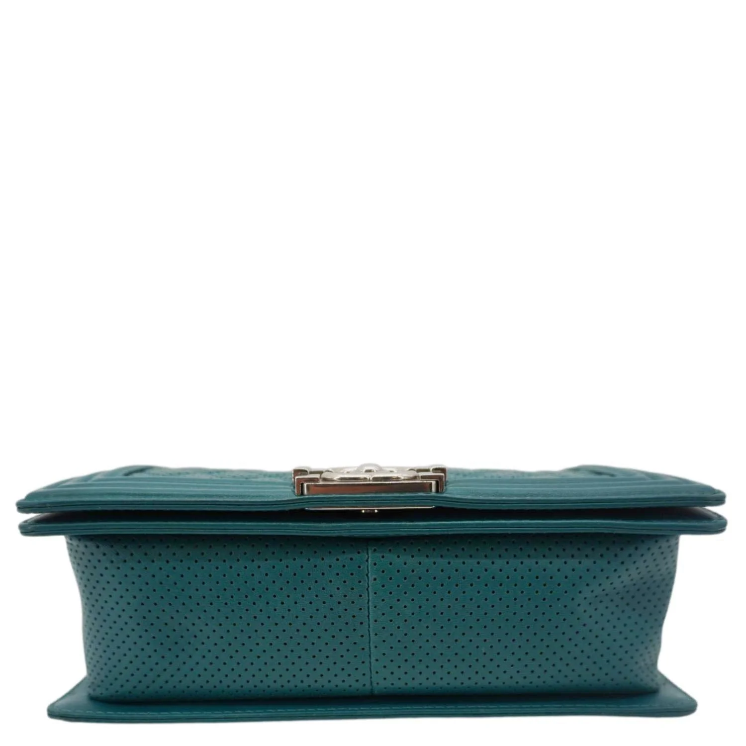 CHANEL Boy Flap Perforated Leather Crossbody Bag Turquoise - Image 10