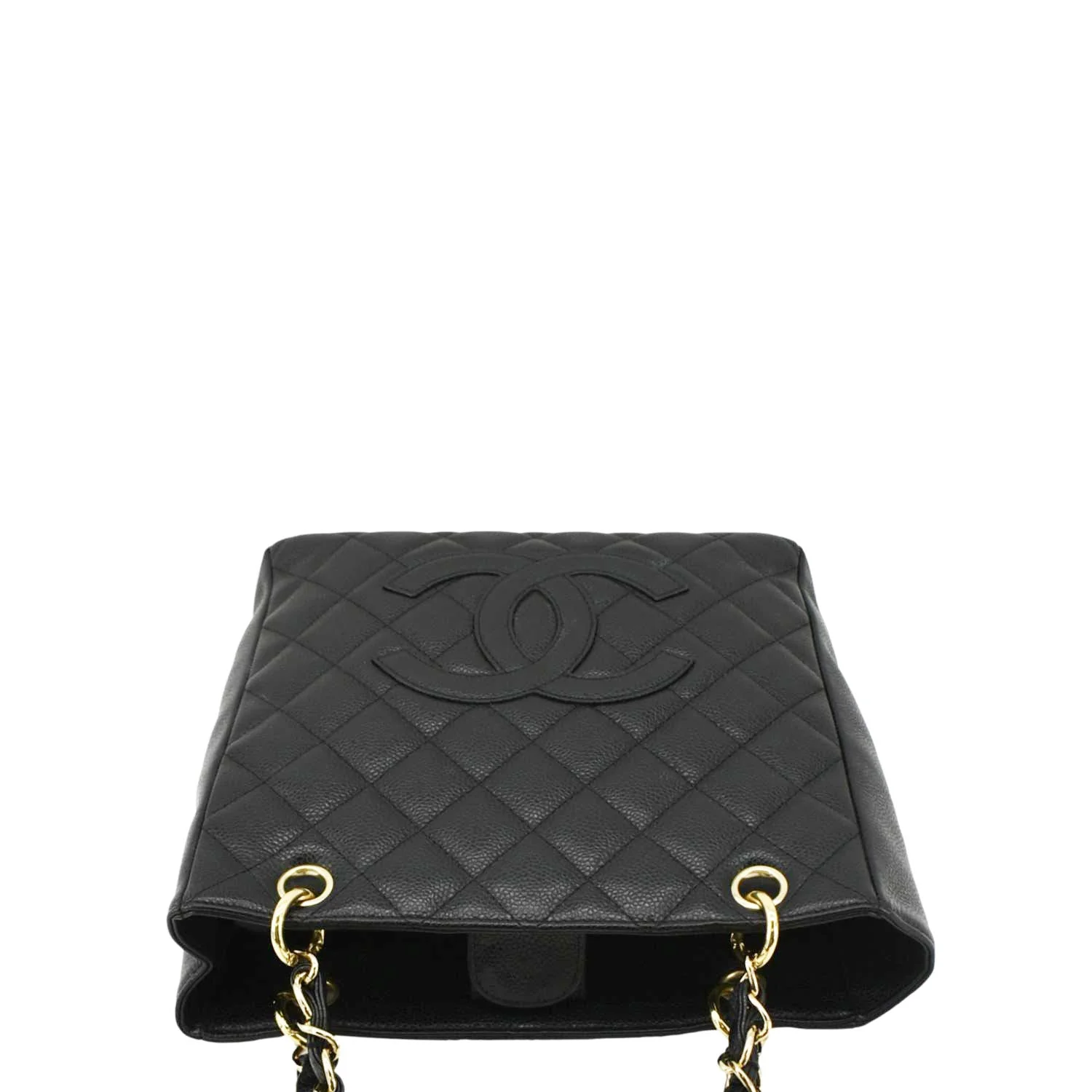 CHANEL Petite Quilted Caviar Leather Shopping Tote Shoulder Bag Black - Image 4