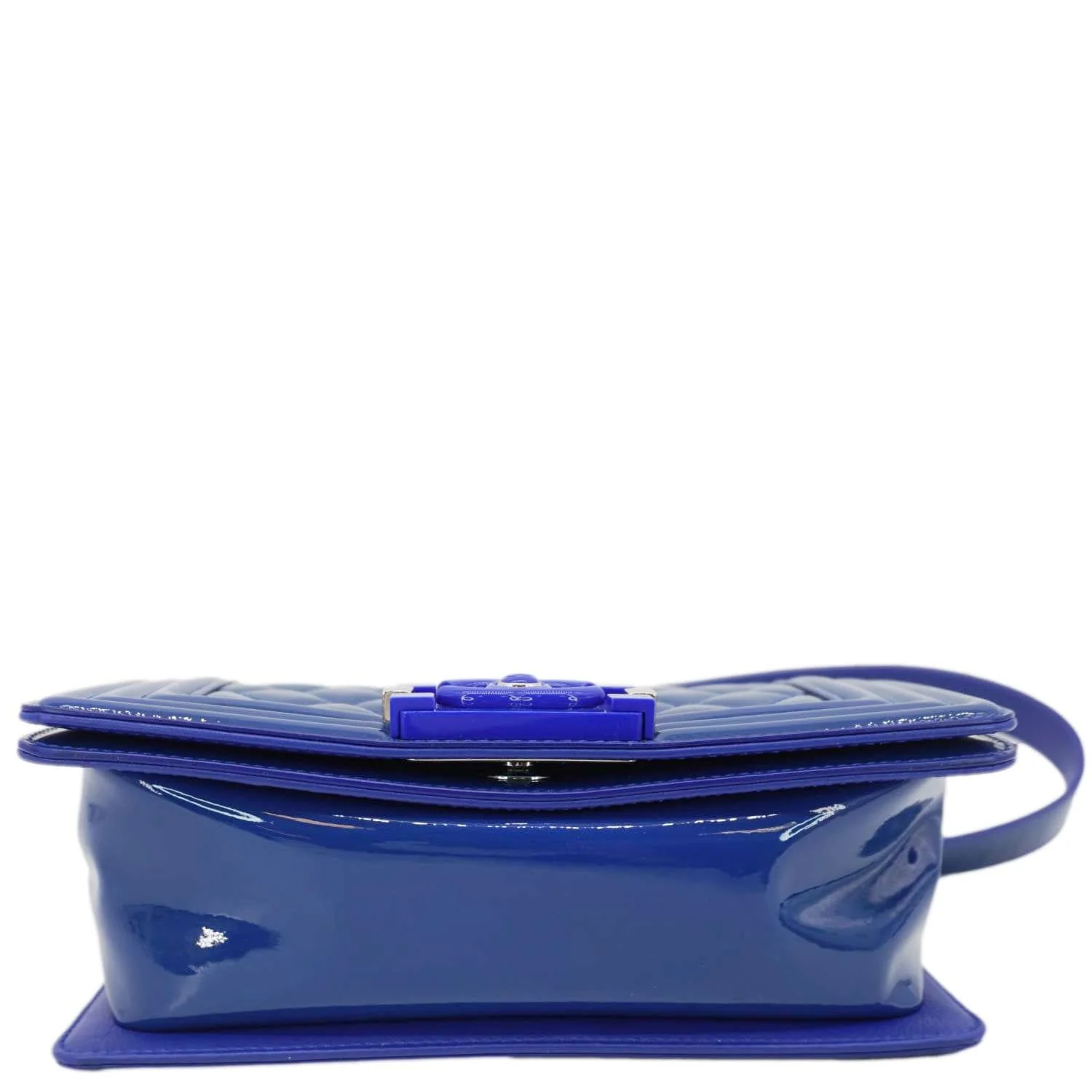 CHANEL Boy Flap Small Plexiglass Patent Leather Crossbody Bag Blue - Image 10