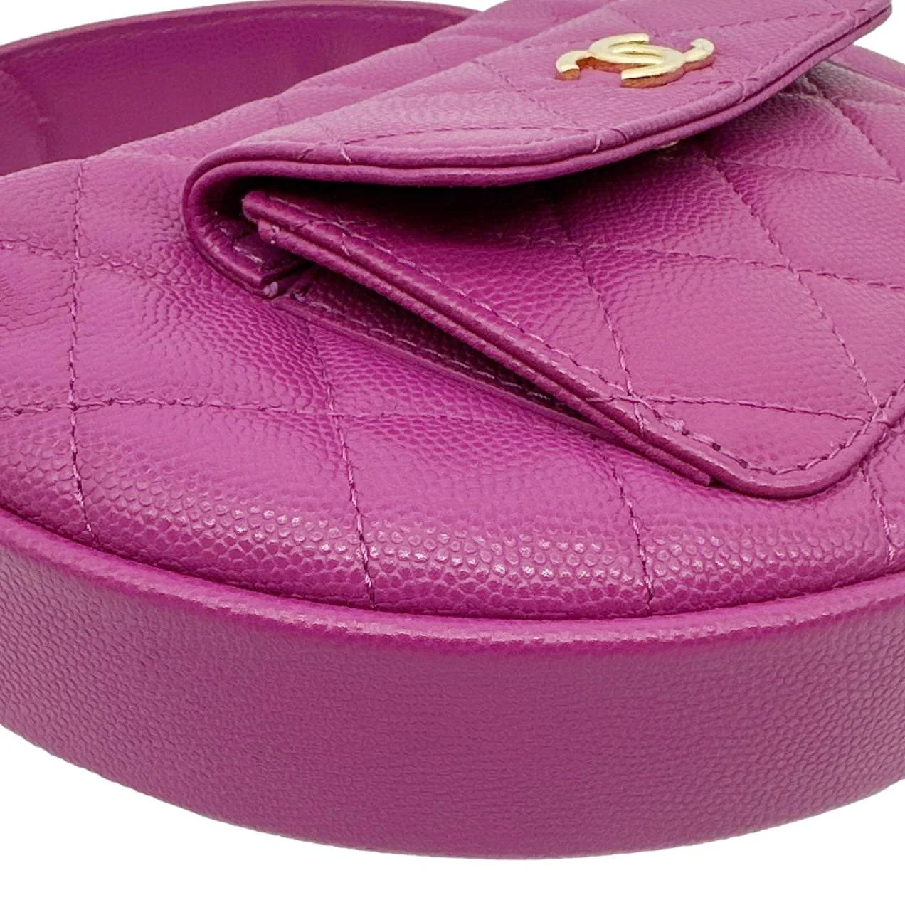 CHANEL Polly Pocket Pouch Caviar Leather Hobo Bag Purple - Image 8