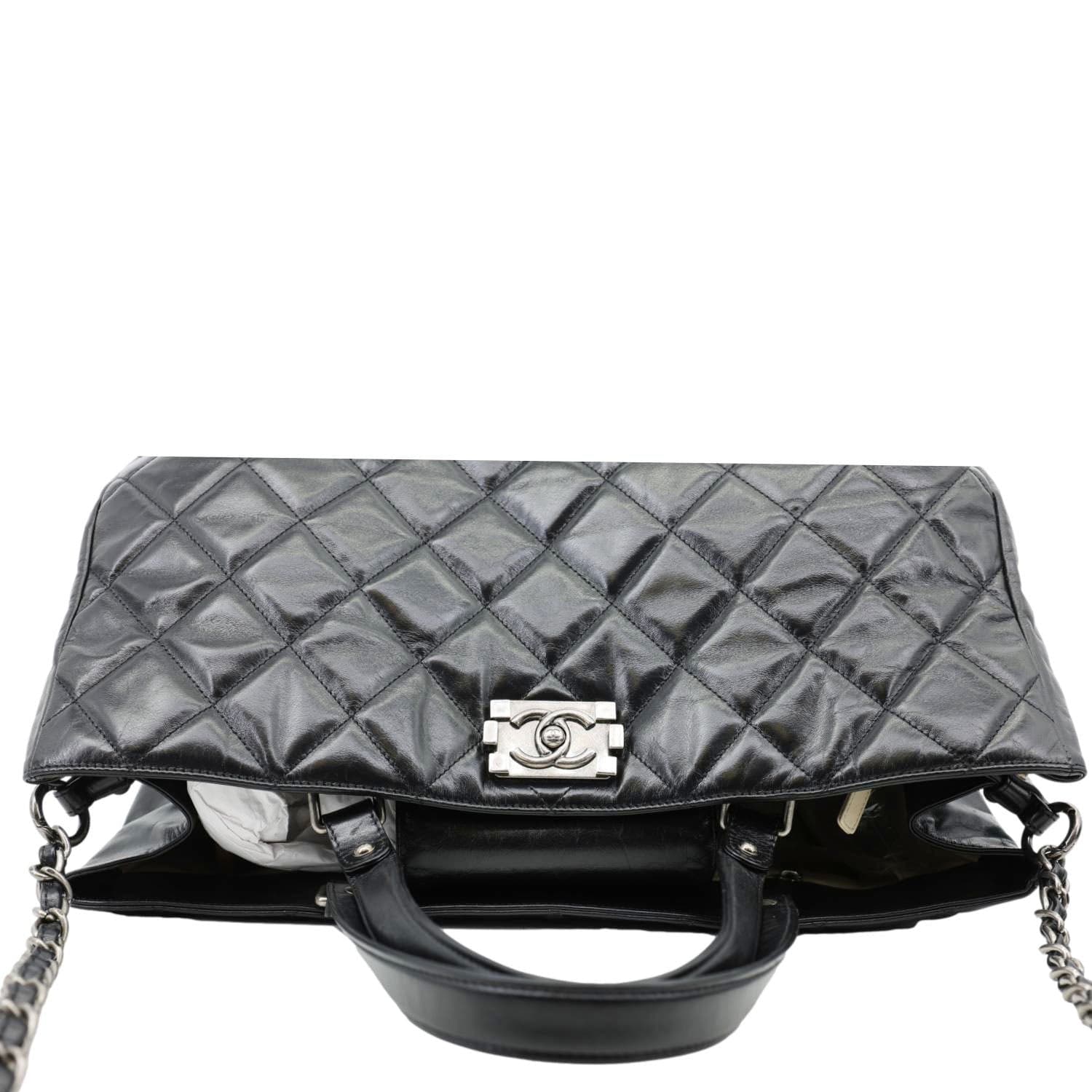 CHANEL Portobello Quilted Calfskin Leather Chain Tote Bag Black - Image 6
