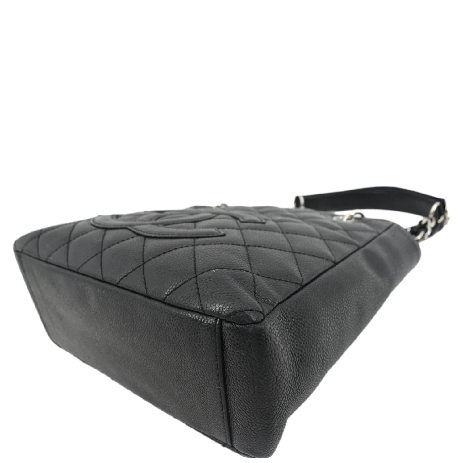 CHANEL PST Caviar Leather Quilted Shopping Tote Bag Black - Image 9
