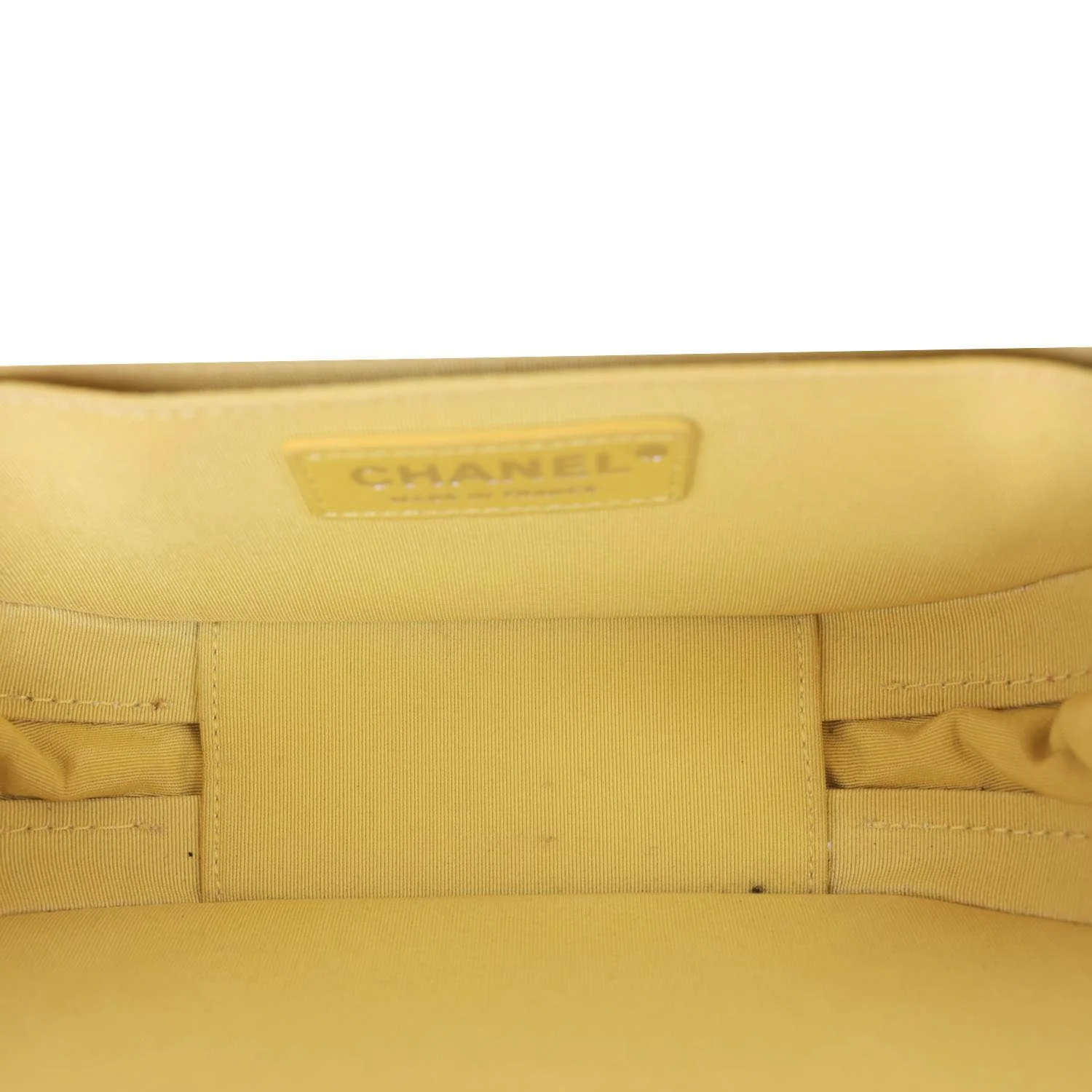 CHANEL Vanity Case Quilted Calfskin Crumpled Leather Crossbody Bag Yellow - Image 13