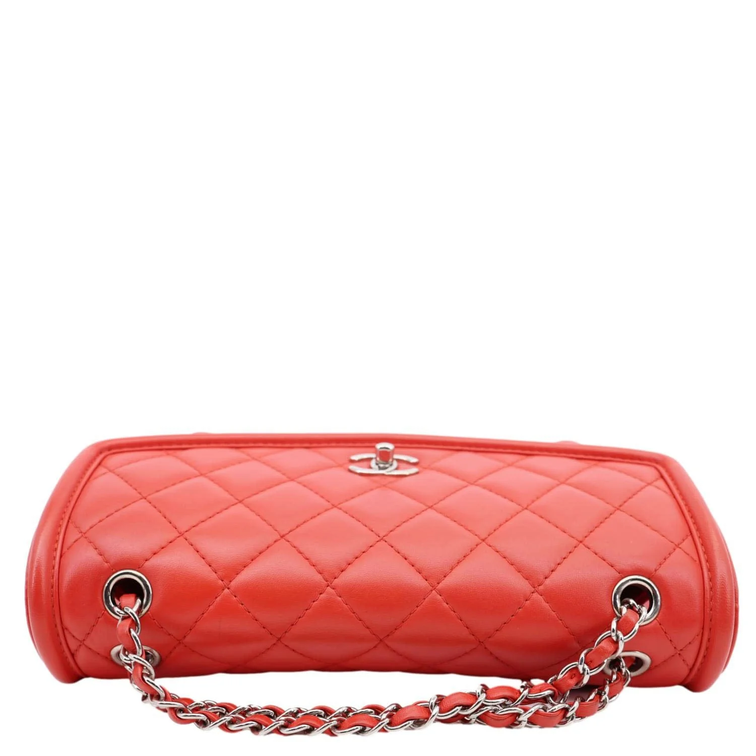 CHANEL Geometric Flap Large Lambskin Quilted Leather Crossbody Bag Red - Image 4