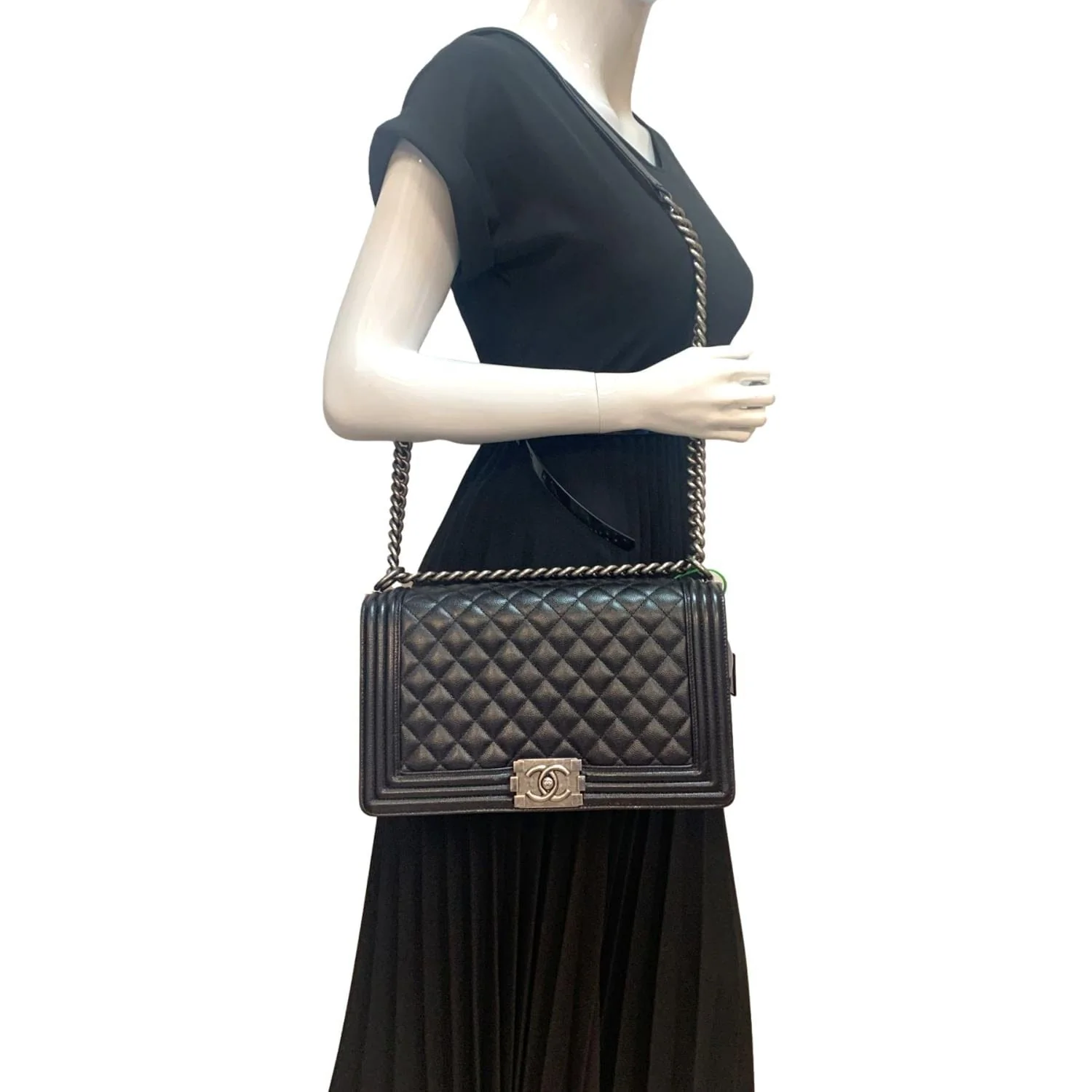 CHANEL Medium Boy Flap Caviar Quilted Leather Shoulder Bag Black - Image 2