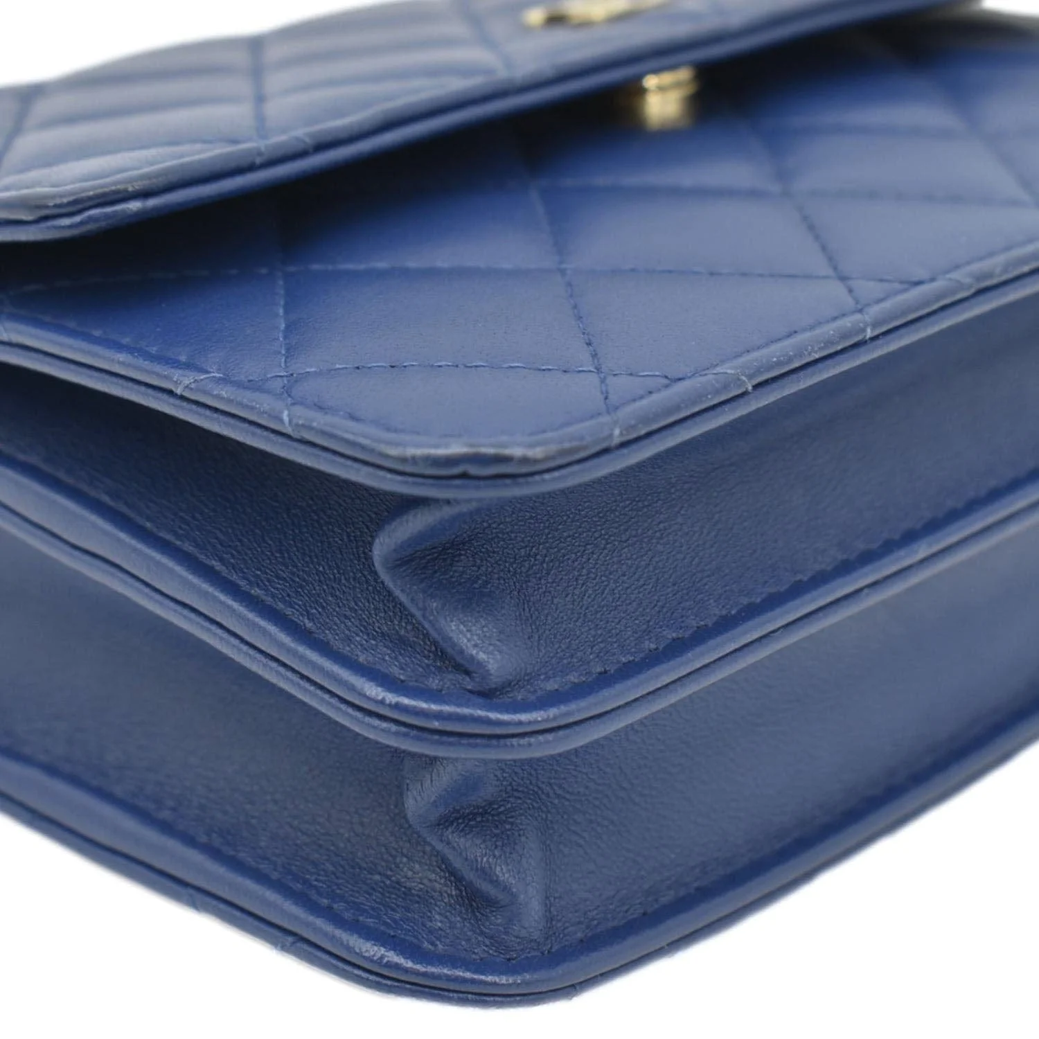 CHANEL Square Wallet On Chain Quilted Leather Crossbody Bag Blue - Image 8
