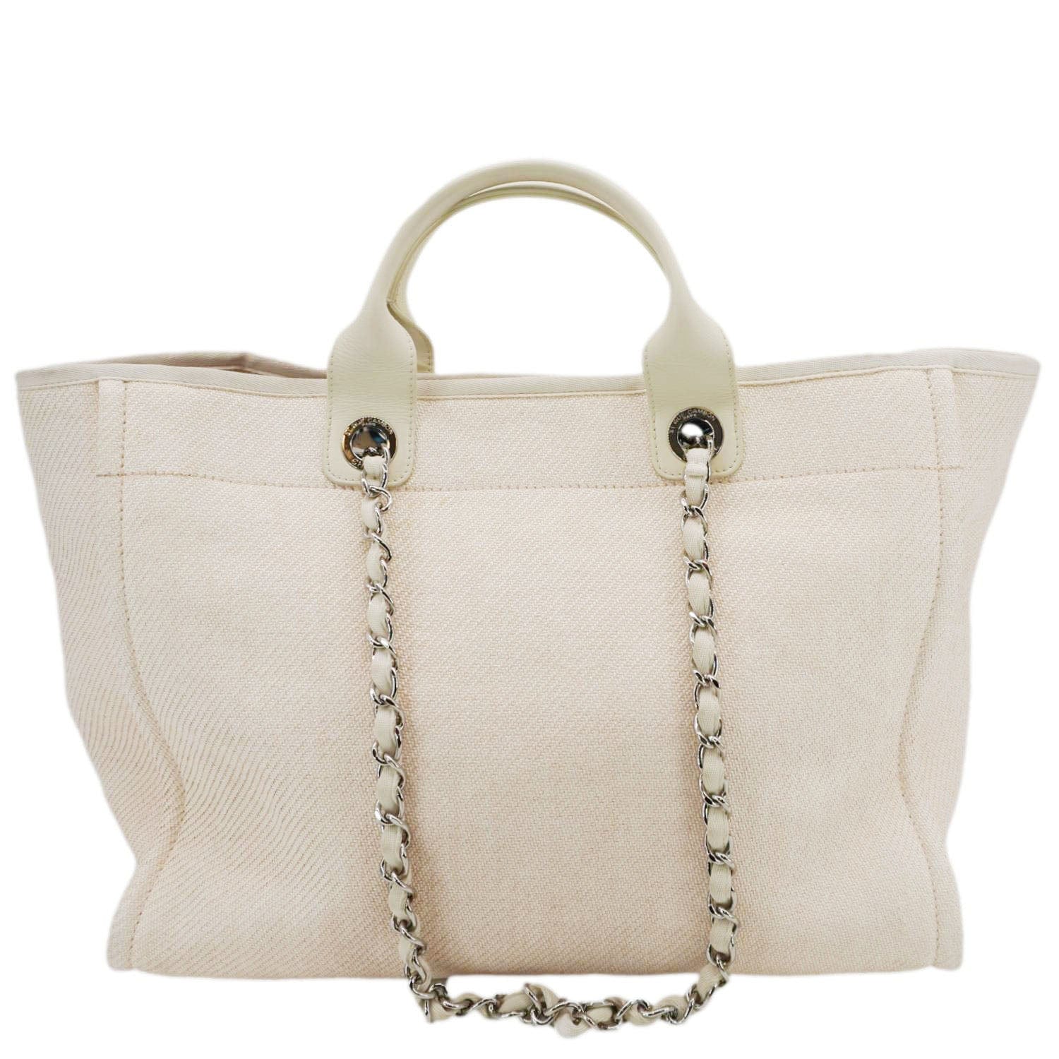 CHANEL Deauville Large Raffia Mixed Fibers Tote Bag Cream - Image 3