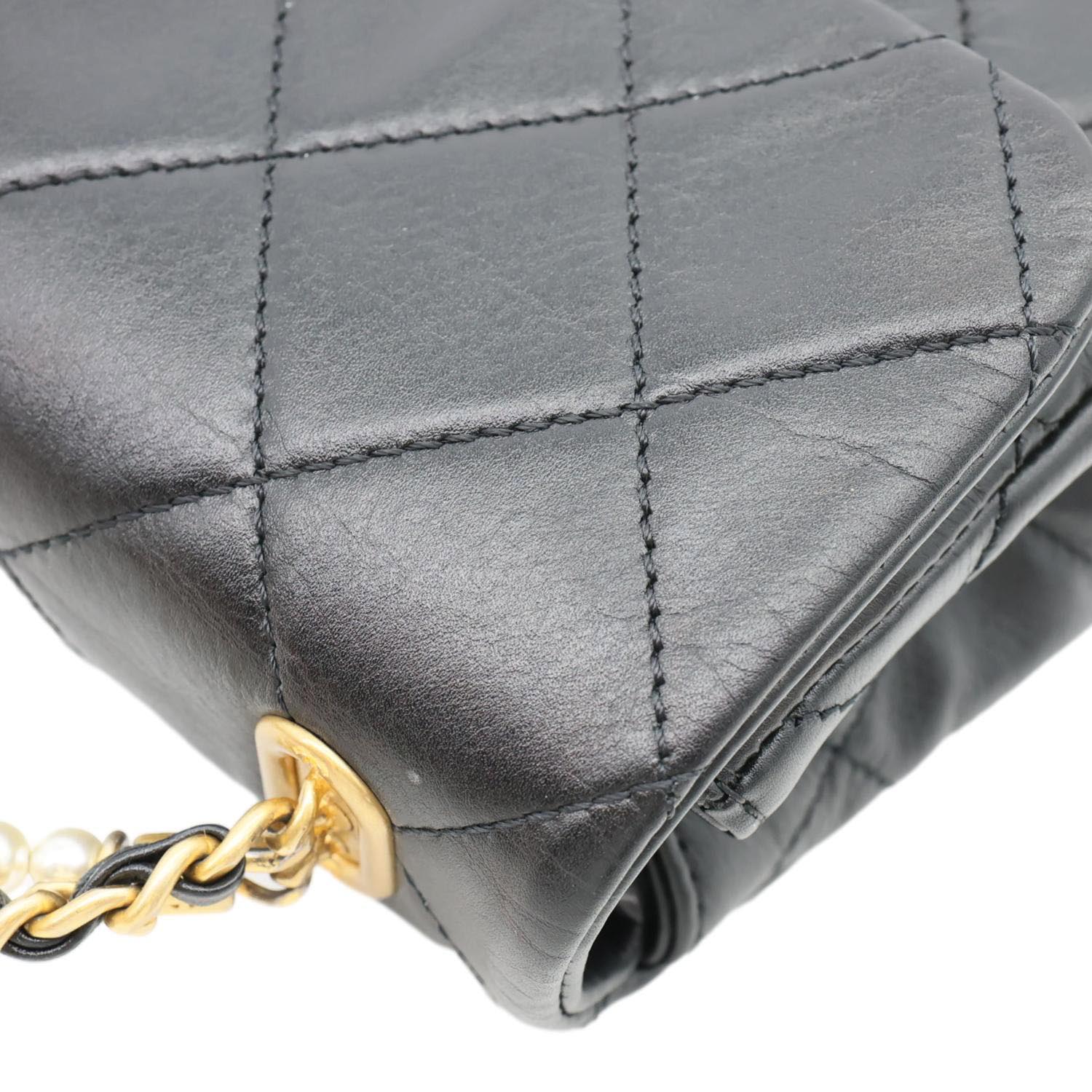 CHANEL Crystal Pearls Rectangular Flap Mini Quilted Leather Chain Crossbody Bag Black - Image 7