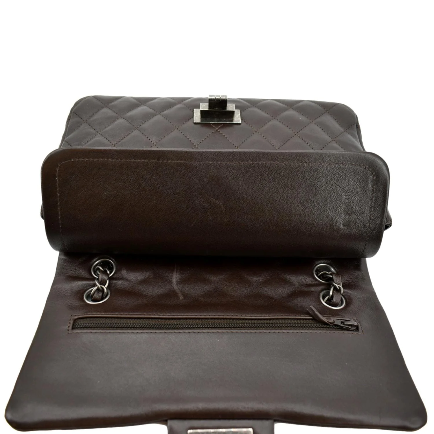 CHANEL Reissue Double Flap Leather Shoulder Bag Brown - Image 10