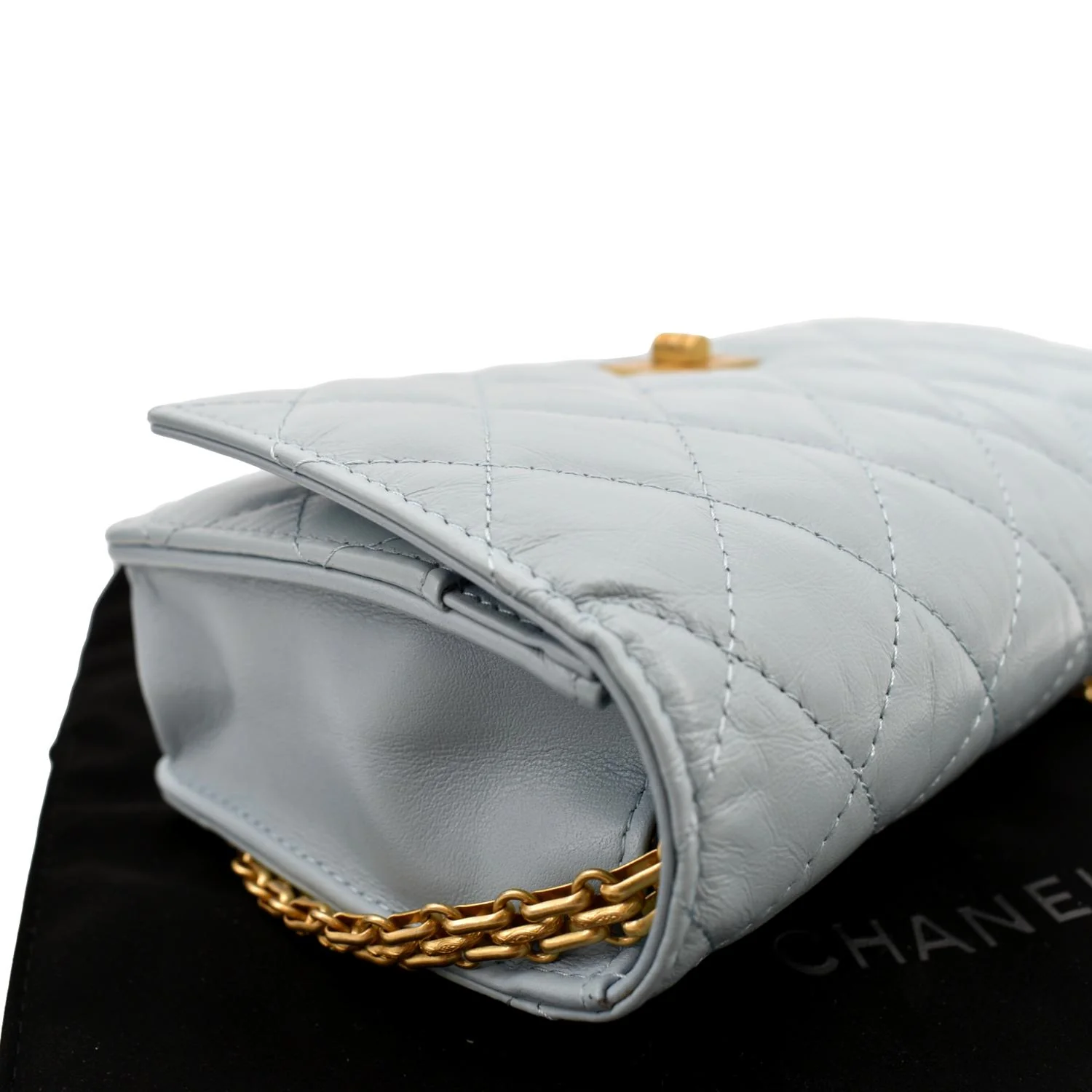 CHANEL Classic 2.55 Reissue WOC Quilted Leather Crossbody Bag Light Blue - Image 6