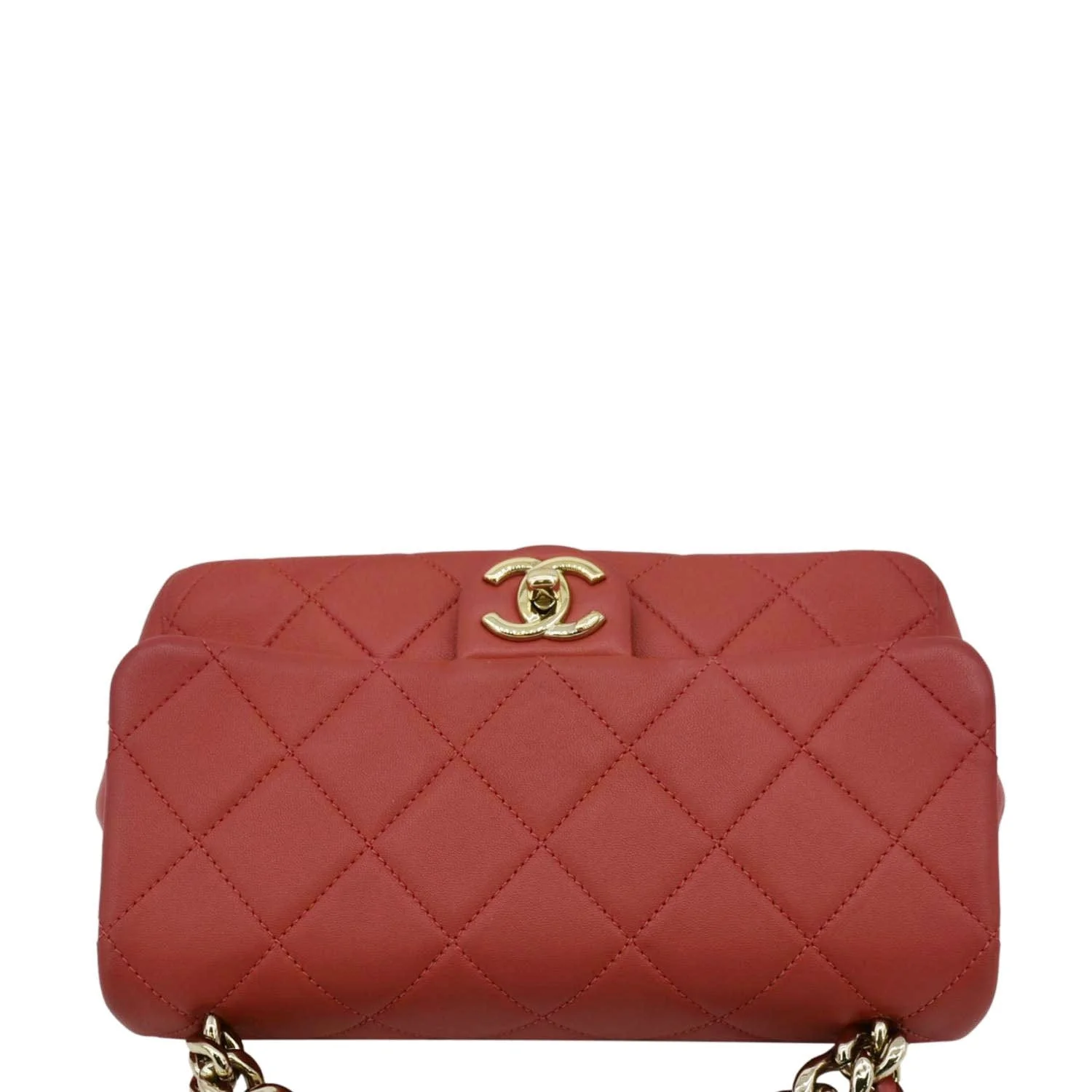 CHANEL Resin Chain Flap Lambskin Quilted Leather Shoulder Bag Red - Image 4
