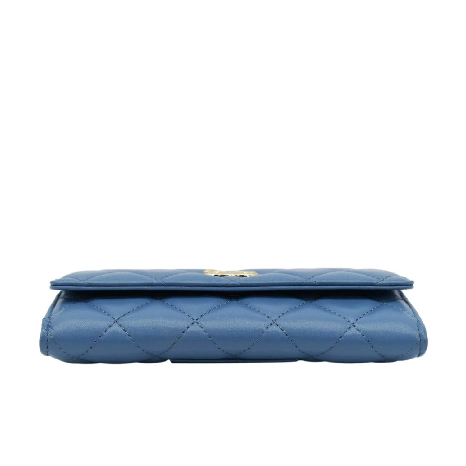CHANEL Ribbon Leather Long Clutch Crossbody Bag Blue - Image 10