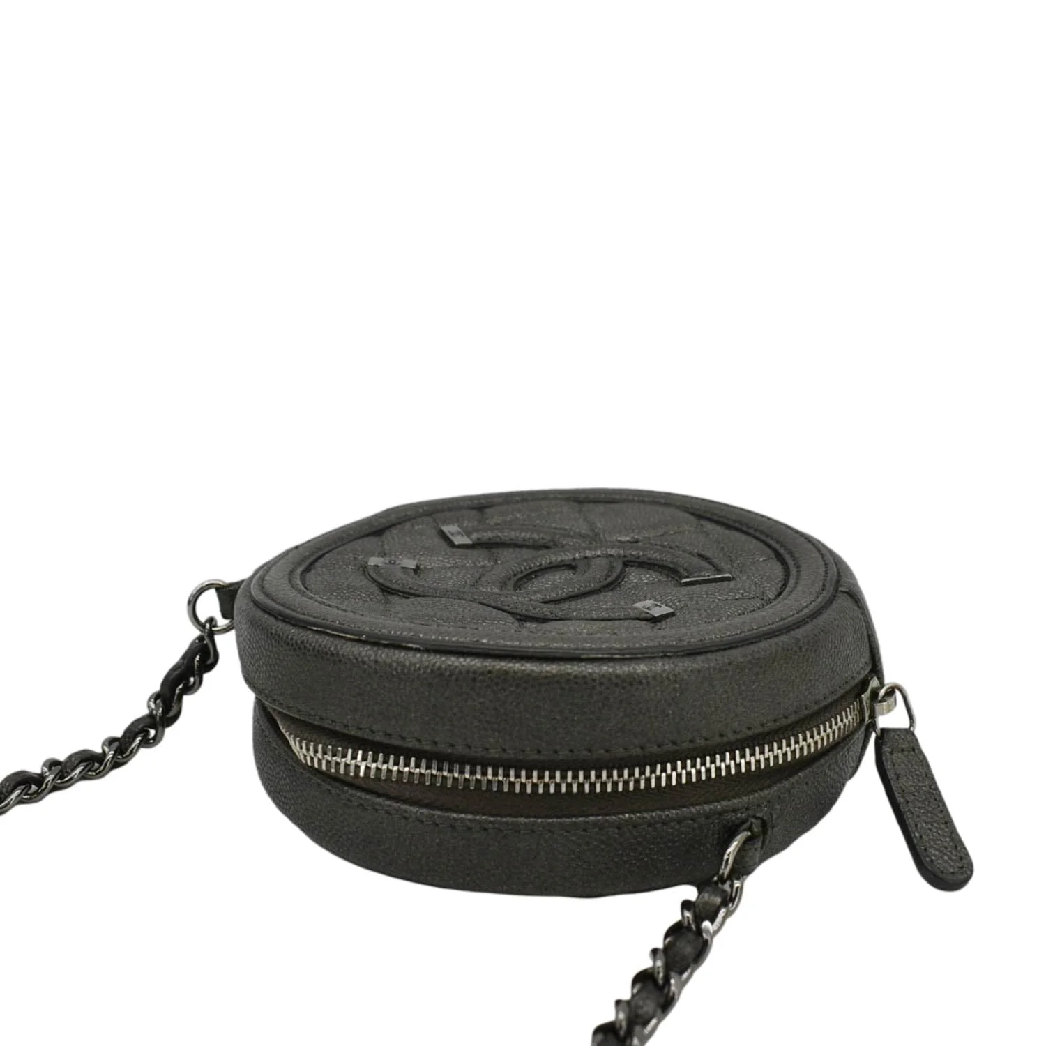 CHANEL Round Filigree Caviar Quilted Leather Crossbody Bag Black - Image 8
