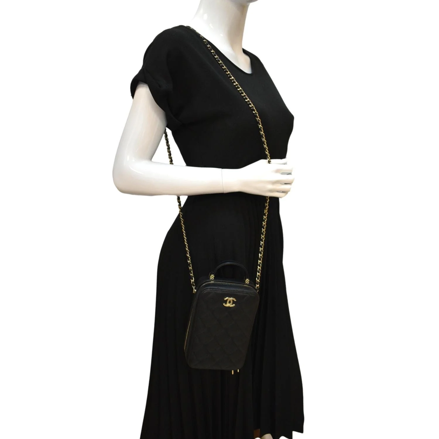 CHANEL Sac Vanity Caviar Leather Shoulder Bag Black - Hot Deals - Image 2