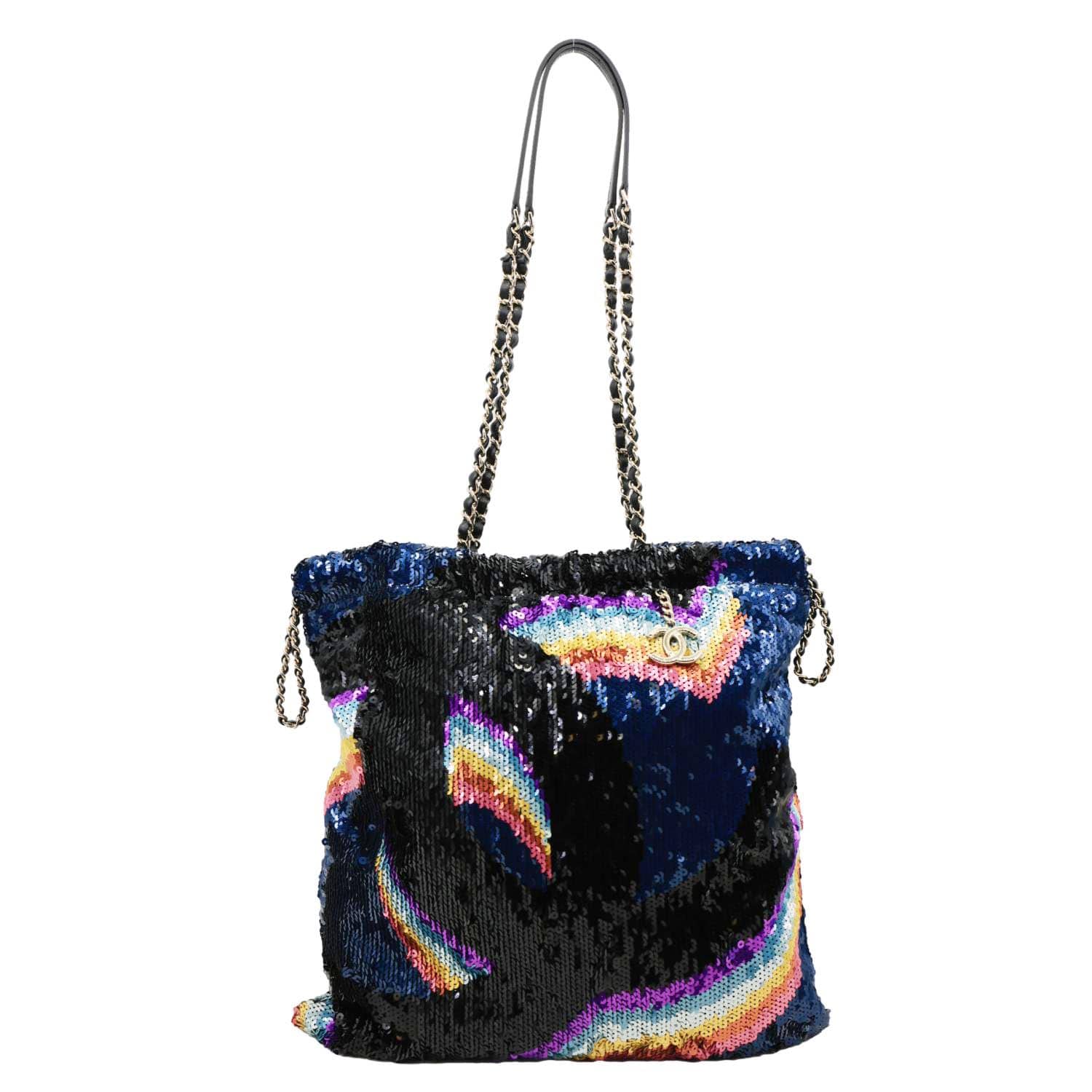 CHANEL 2021 Sequin Drawstring Tote Bag Multicolor - Image 4