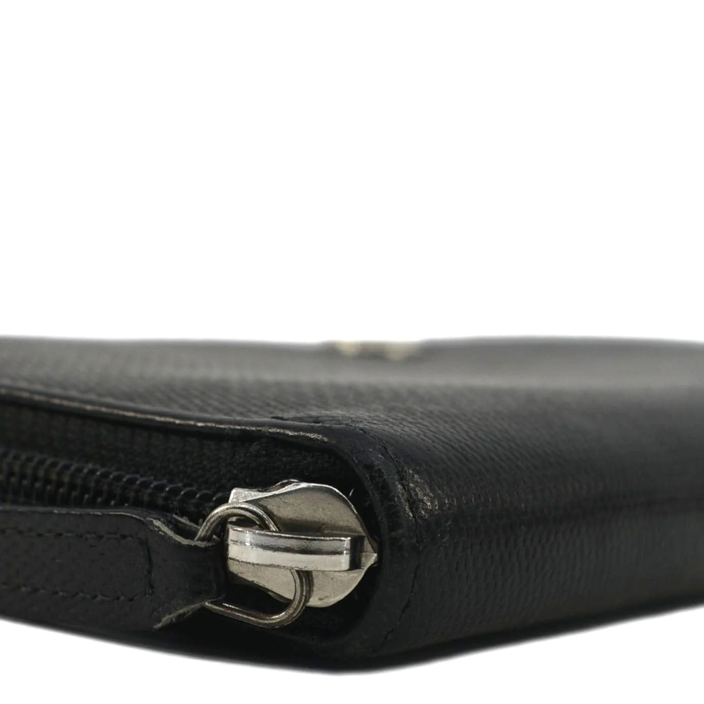 CHANEL Sevruga Leather Zip Around Wallet Black - Image 5