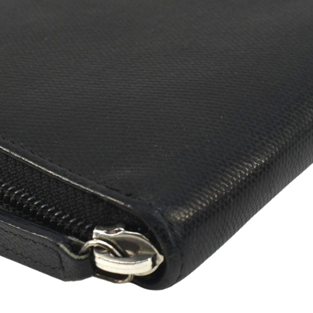 CHANEL Sevruga Leather Zip Around Wallet Black - Image 6