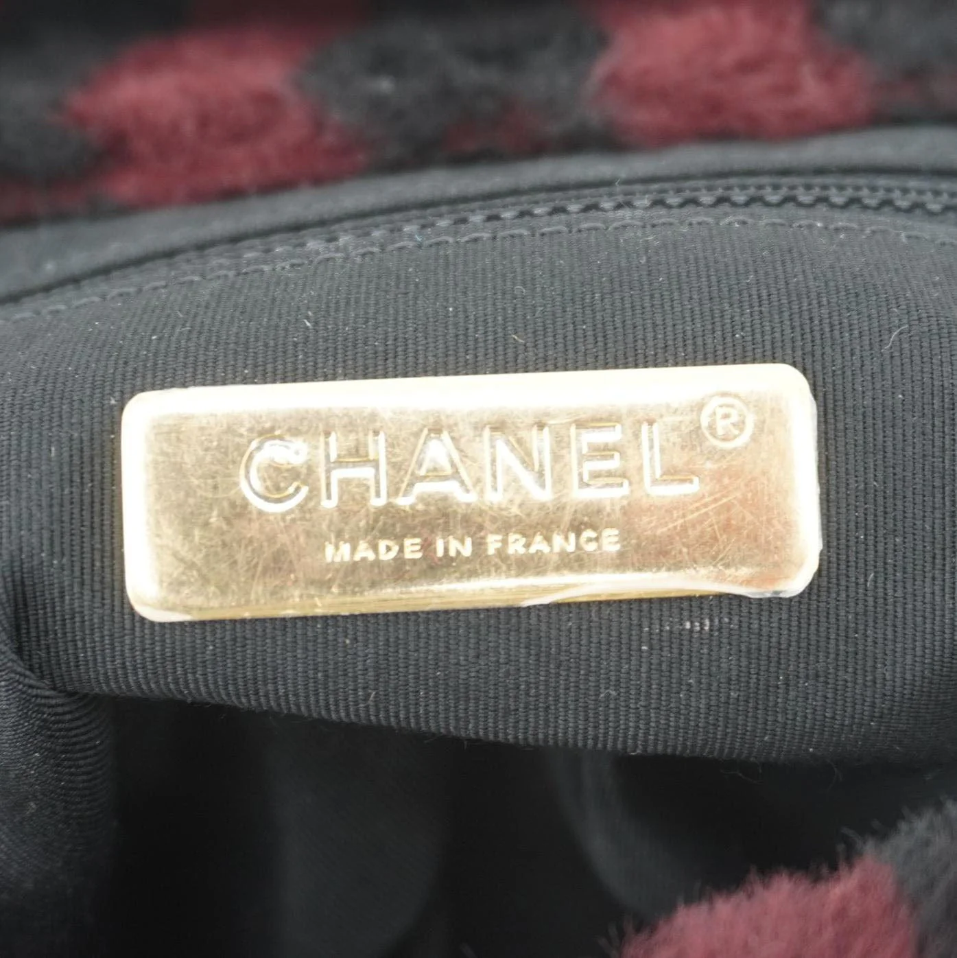 CHANEL 19 Flap Medium Striped Shearling Shoulder Bag Black - Image 14
