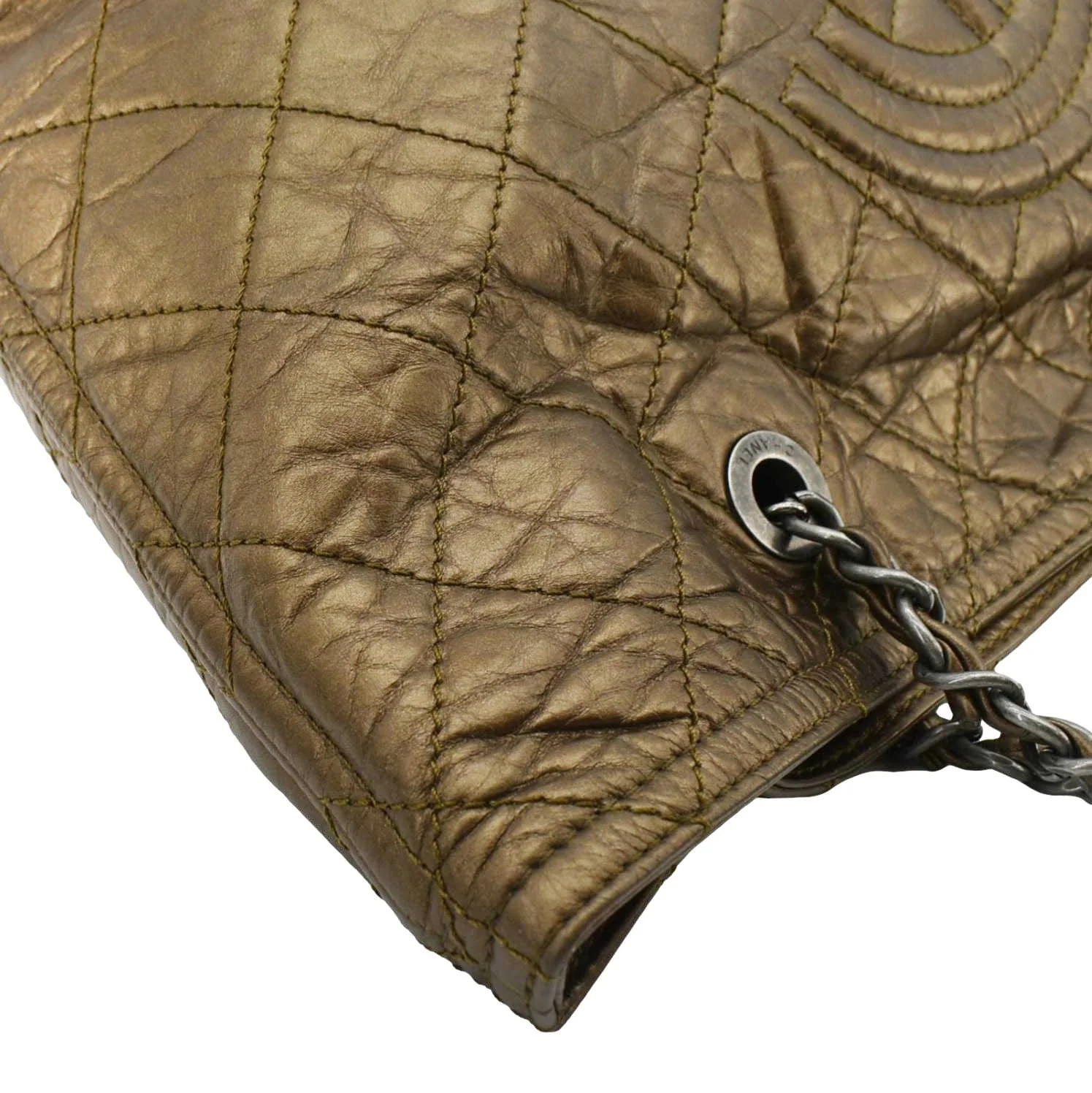 CHANEL Shopping in Moscow Quilted Calfskin Leather Tote Bag Bronze - Image 6