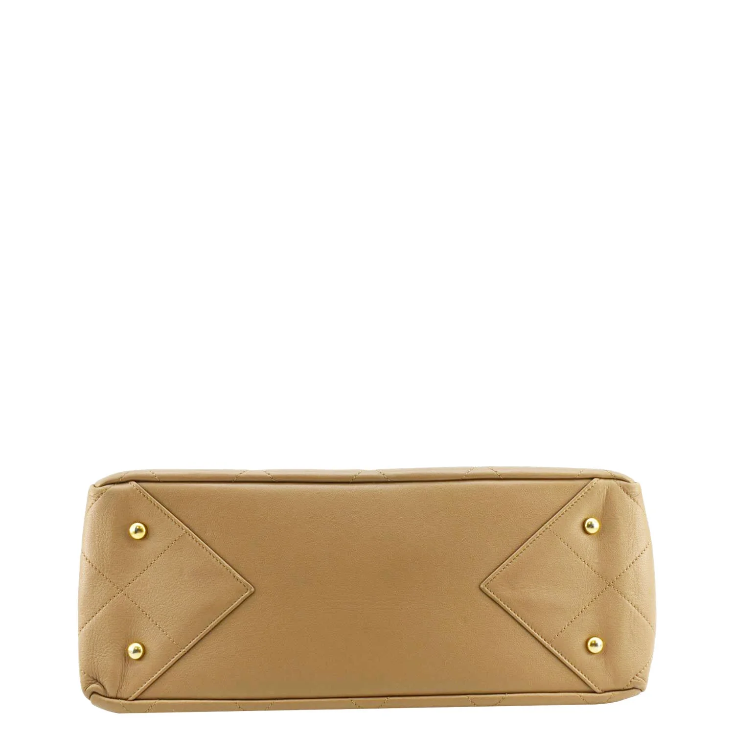 CHANEL Quilted Leather Shopping Tote Bag Beige - Image 9