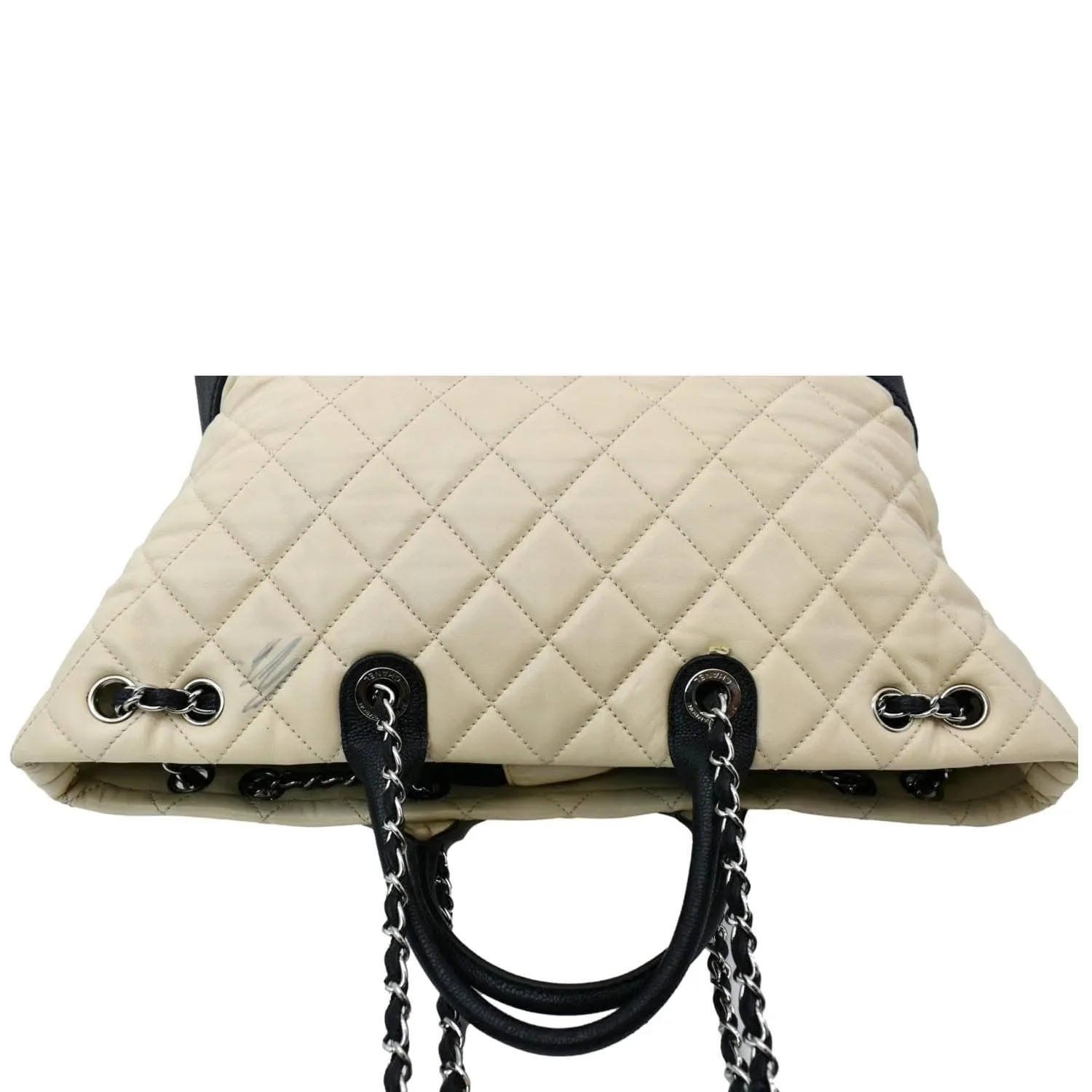 CHANEL Drawstring Large Quilted Calfskin & Caviar Shopping Tote Bag Beige - Image 4