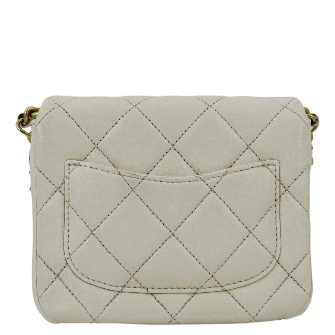 CHANEL Side Note Flap Quilted Leather Crossbody Bag Off White - Image 4