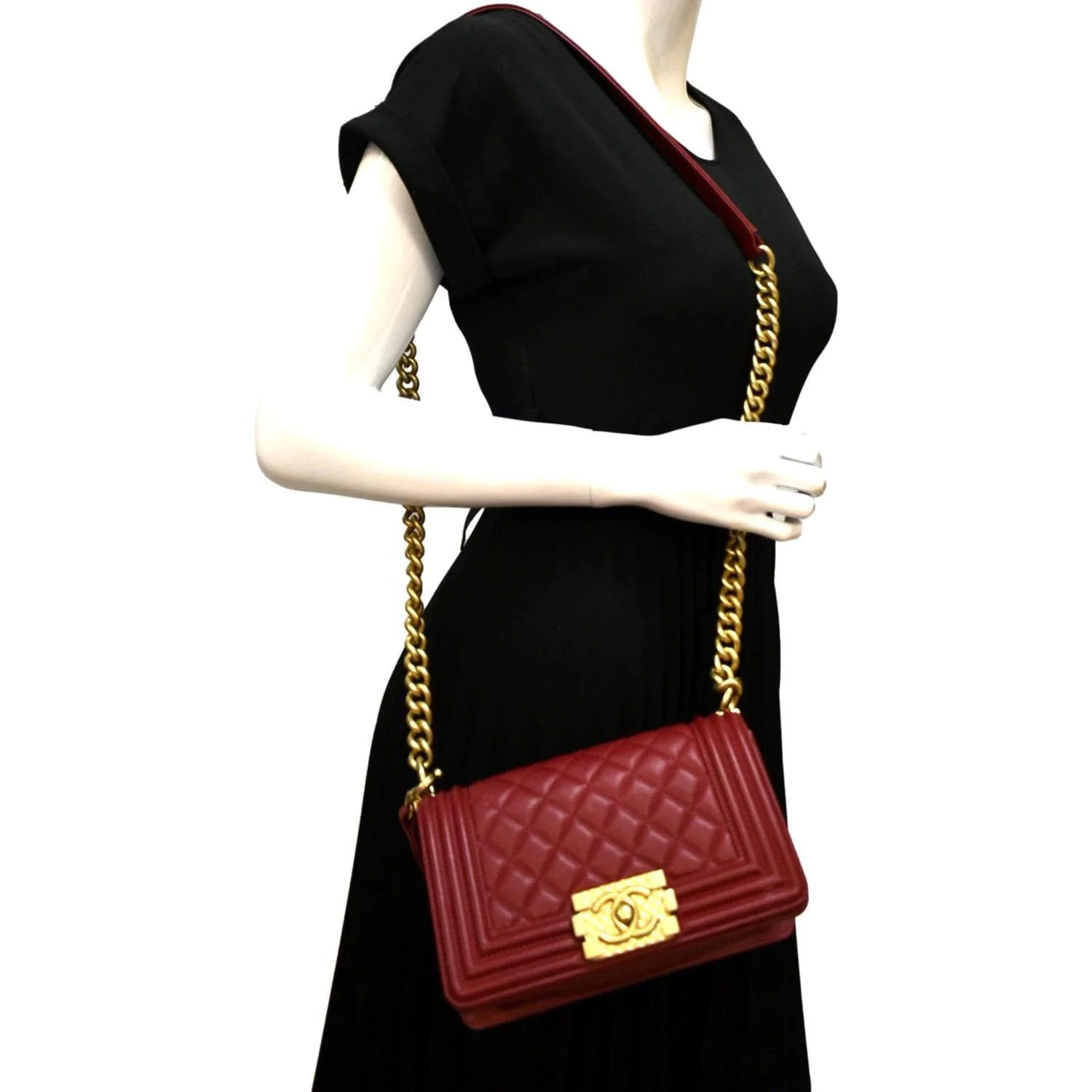 CHANEL Boy Small Quilted Leather Shoulder Bag Red - Image 2