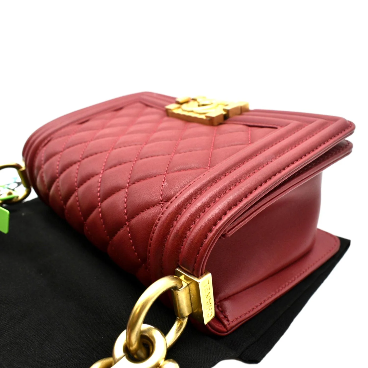 CHANEL Boy Small Quilted Leather Shoulder Bag Red - Image 5
