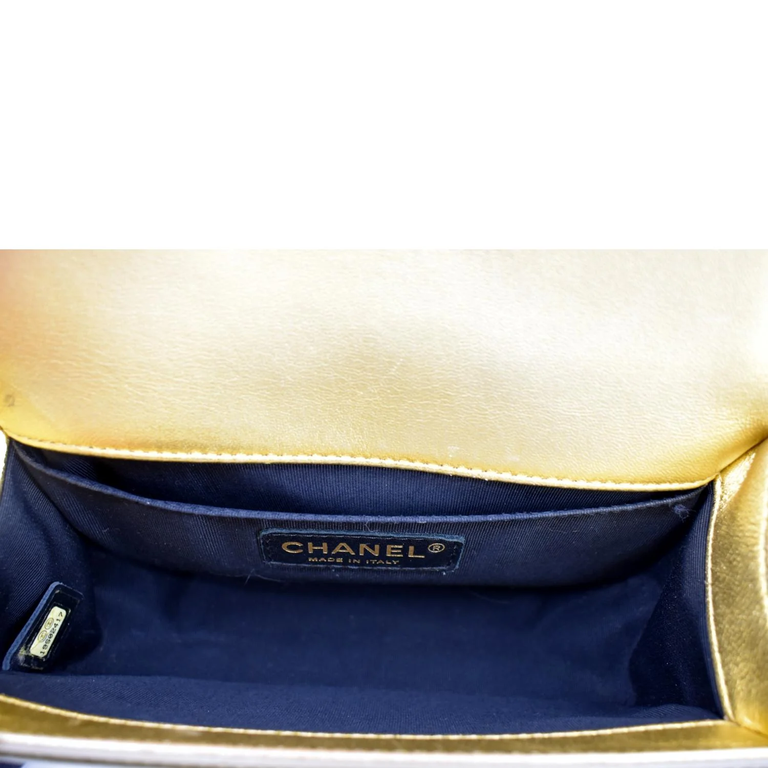 CHANEL Small Boy CC Chain Leather Shoulder Bag Metallic Gold - Image 10