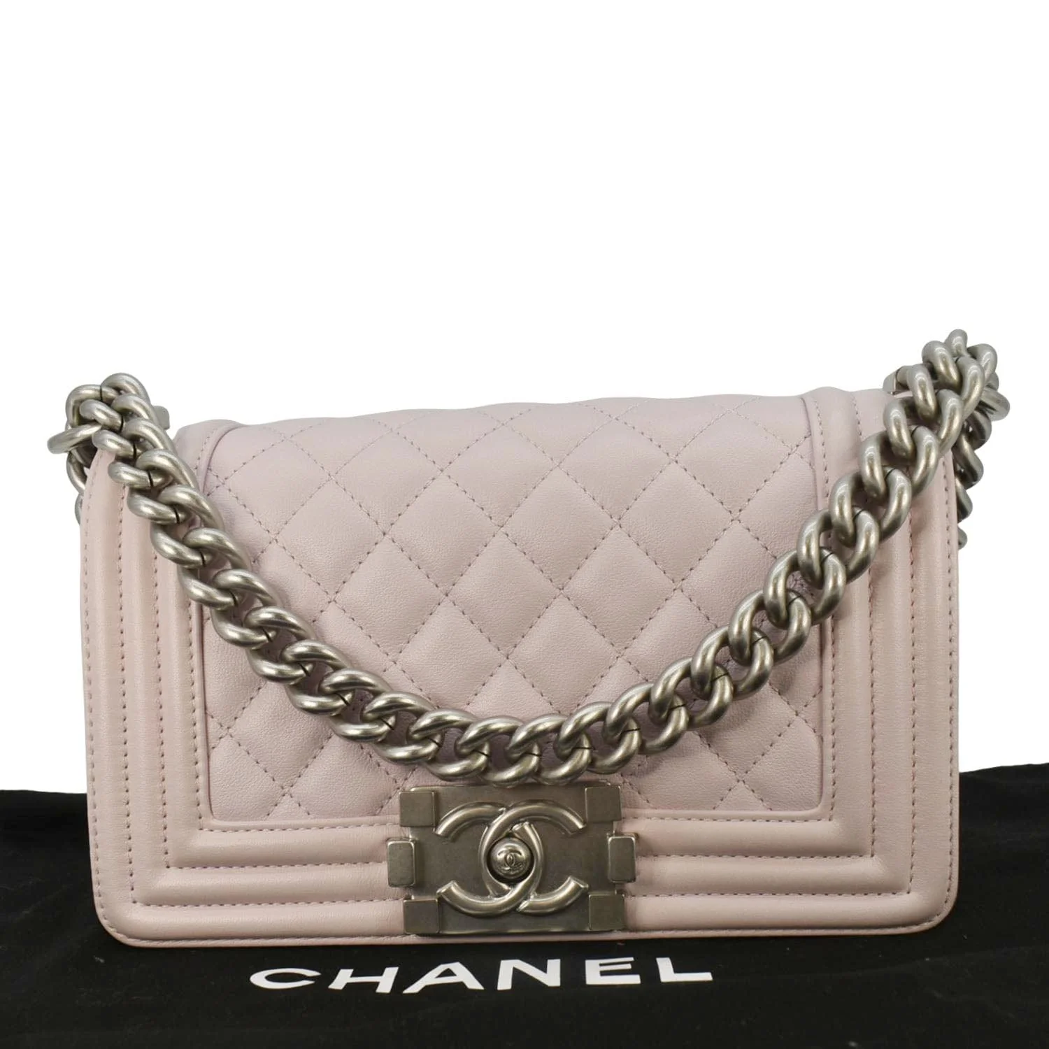 CHANEL Small Flap Boy Quilted Leather Shoulder Bag Pink - Image 3