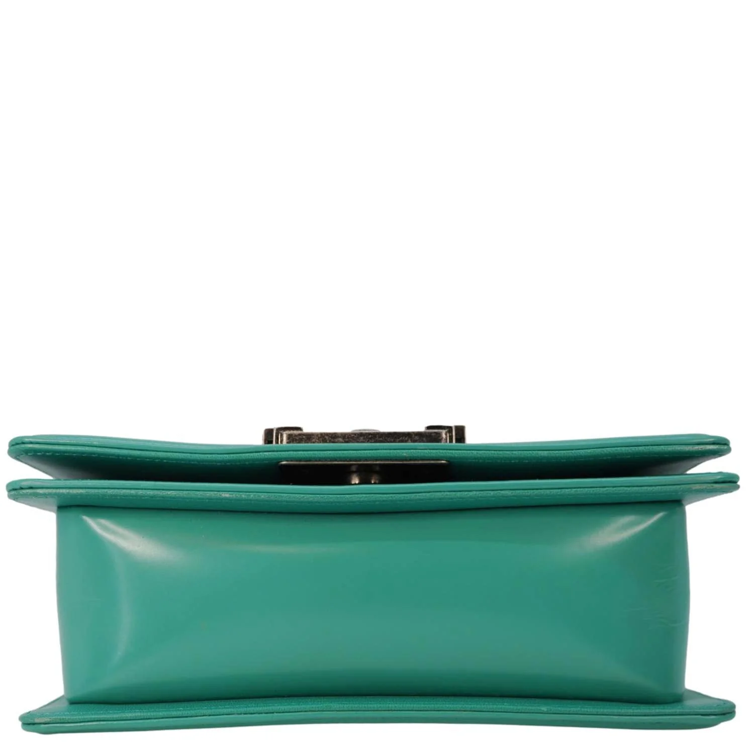 CHANEL Boy Small Patent Leather Shoulder Bag Turquoise - Image 11